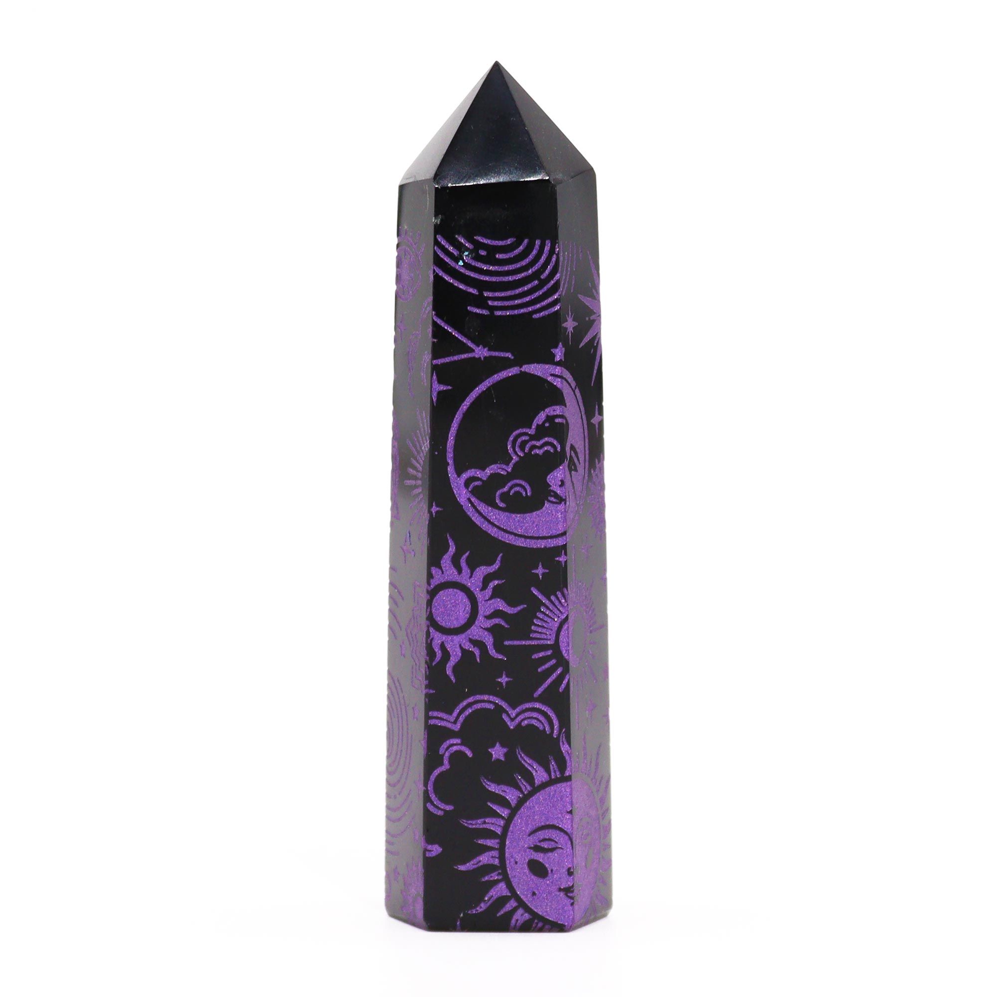 Puntas de Obsidiana Negra (aprox 60-70 gm 9cm) - Historia Mística - Morado Profundo - Imagen 6