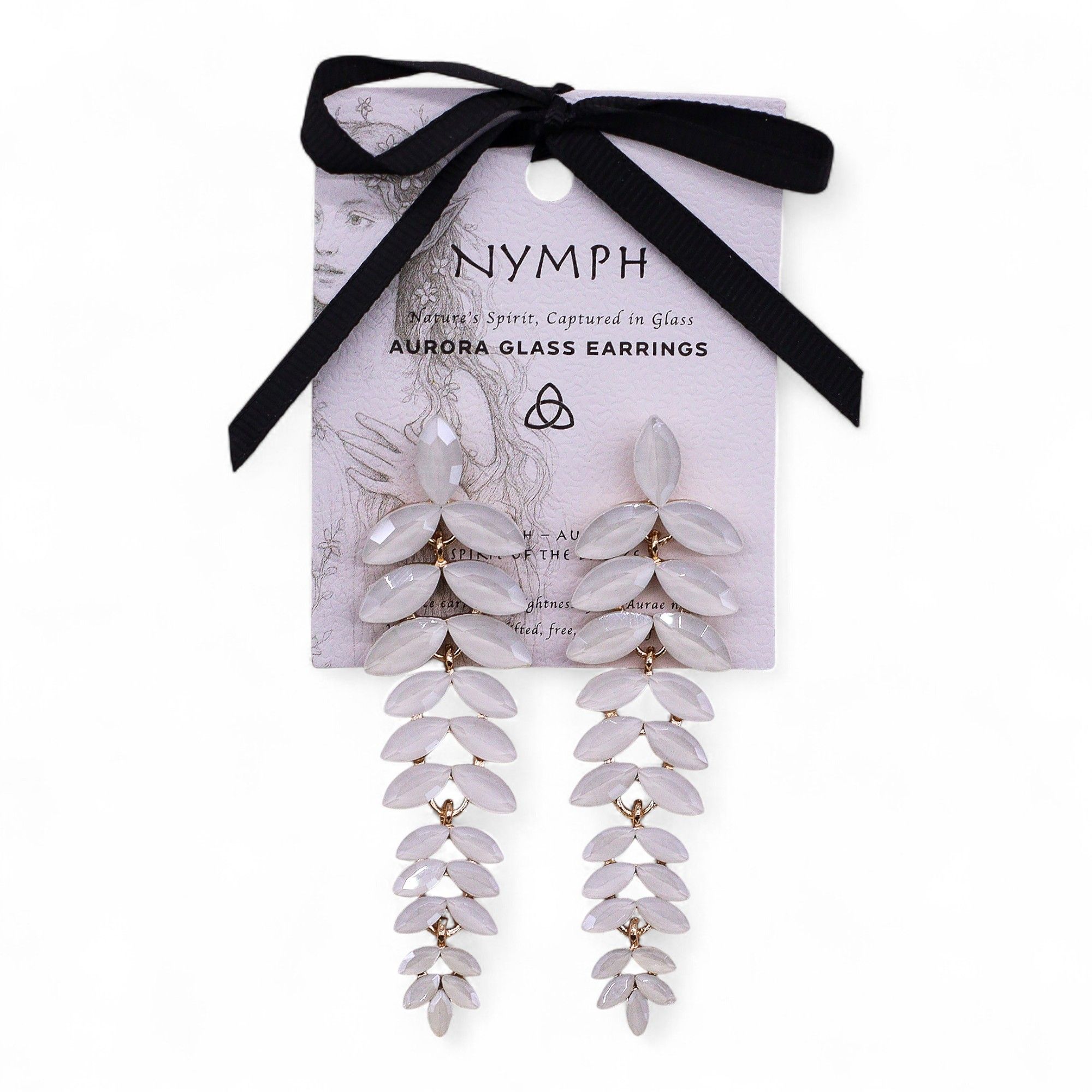 Pendientes de Cristal Vintage - Largo - Perla - Imagen 3