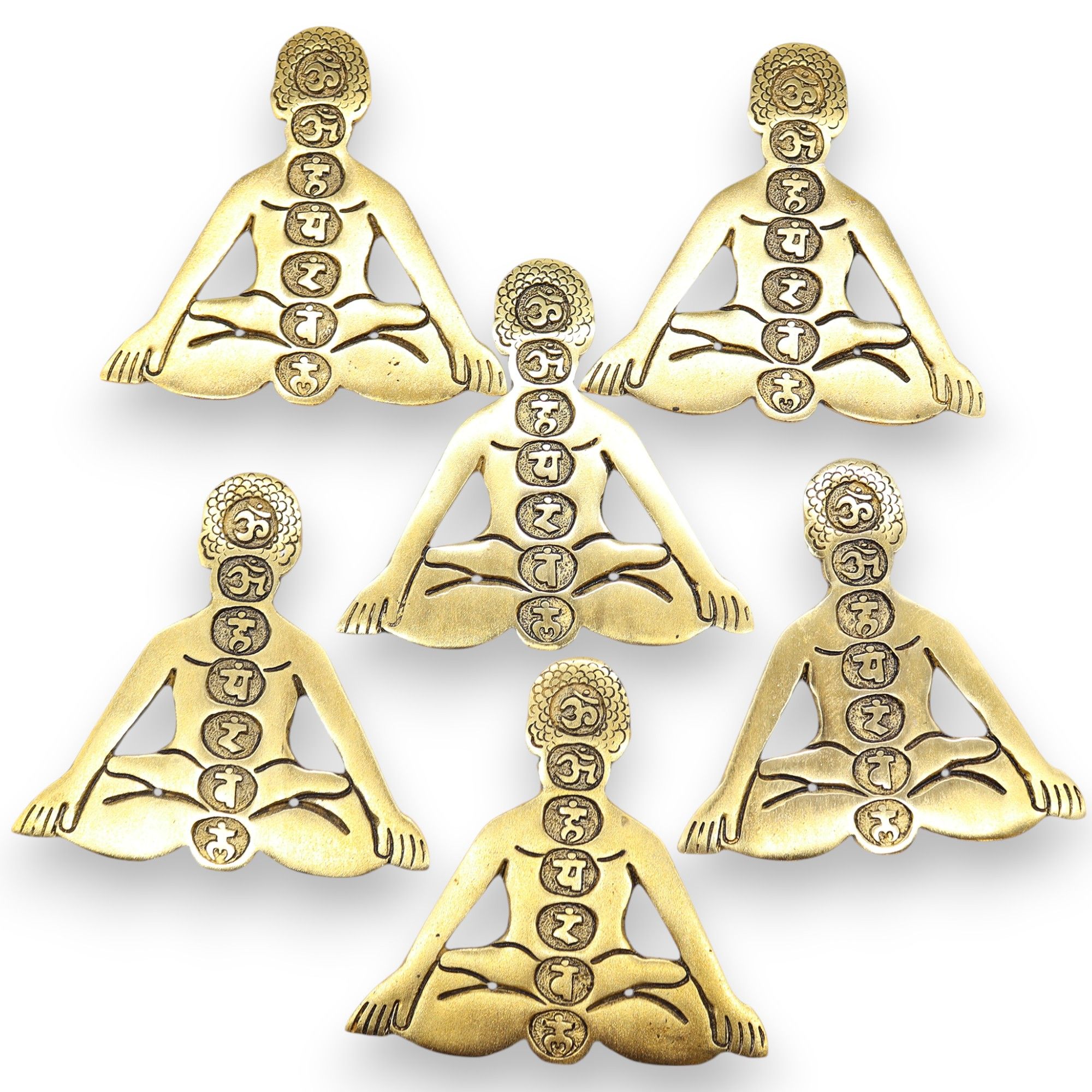 Porta Incienso Yoga Siete Chakras Aluminio Dorado 12x12cm - Imagen 2