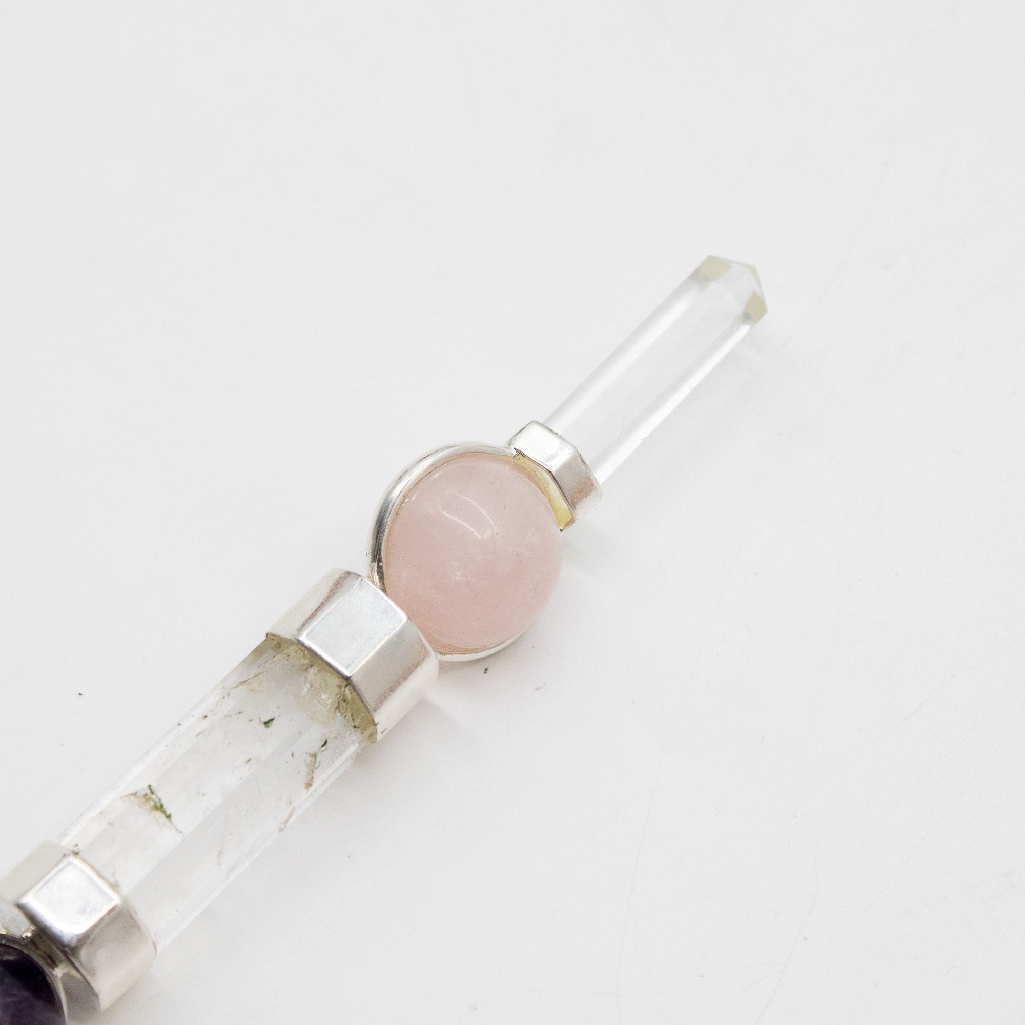 Varita Axis of Grace - Esferas de amatista y cuarzo rosa, tallo de cuarzo - 12 cm - Imagen 5