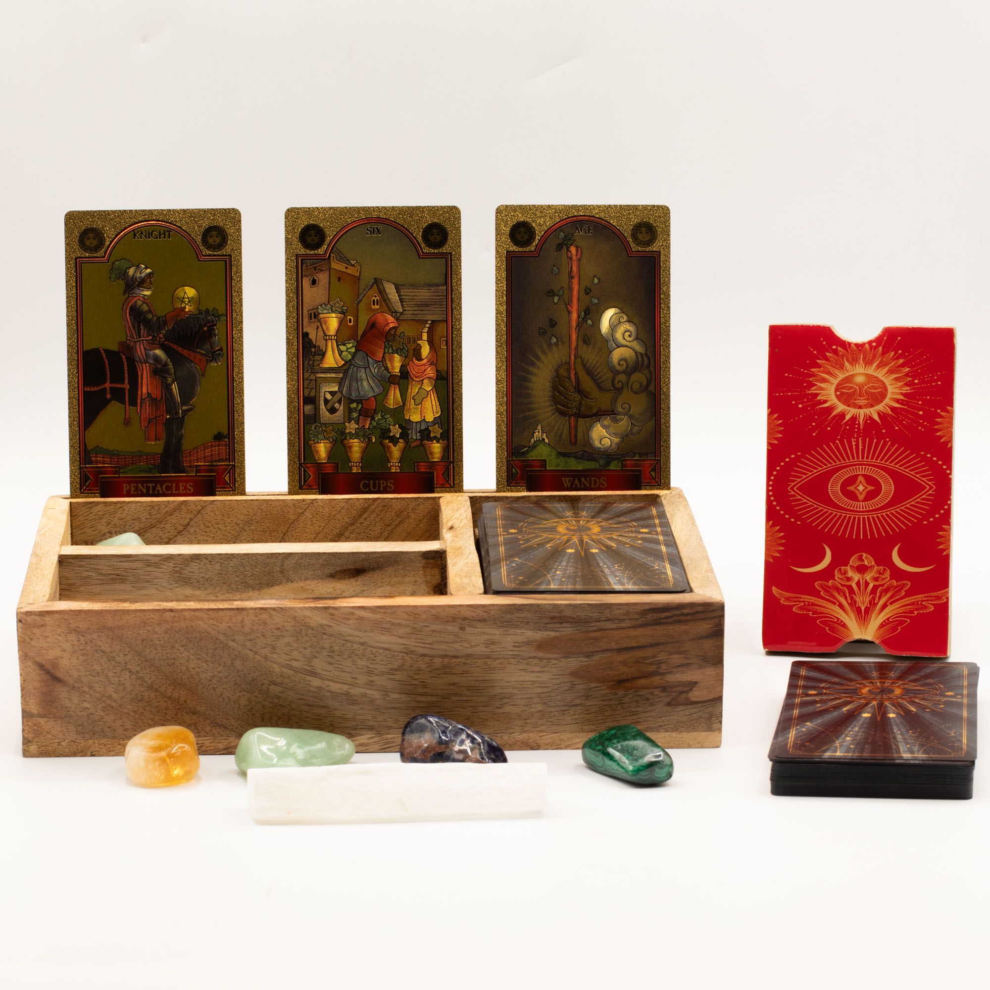 Caja de Tarot de Tres Secciones con Soporte para Cartas - Imagen 2