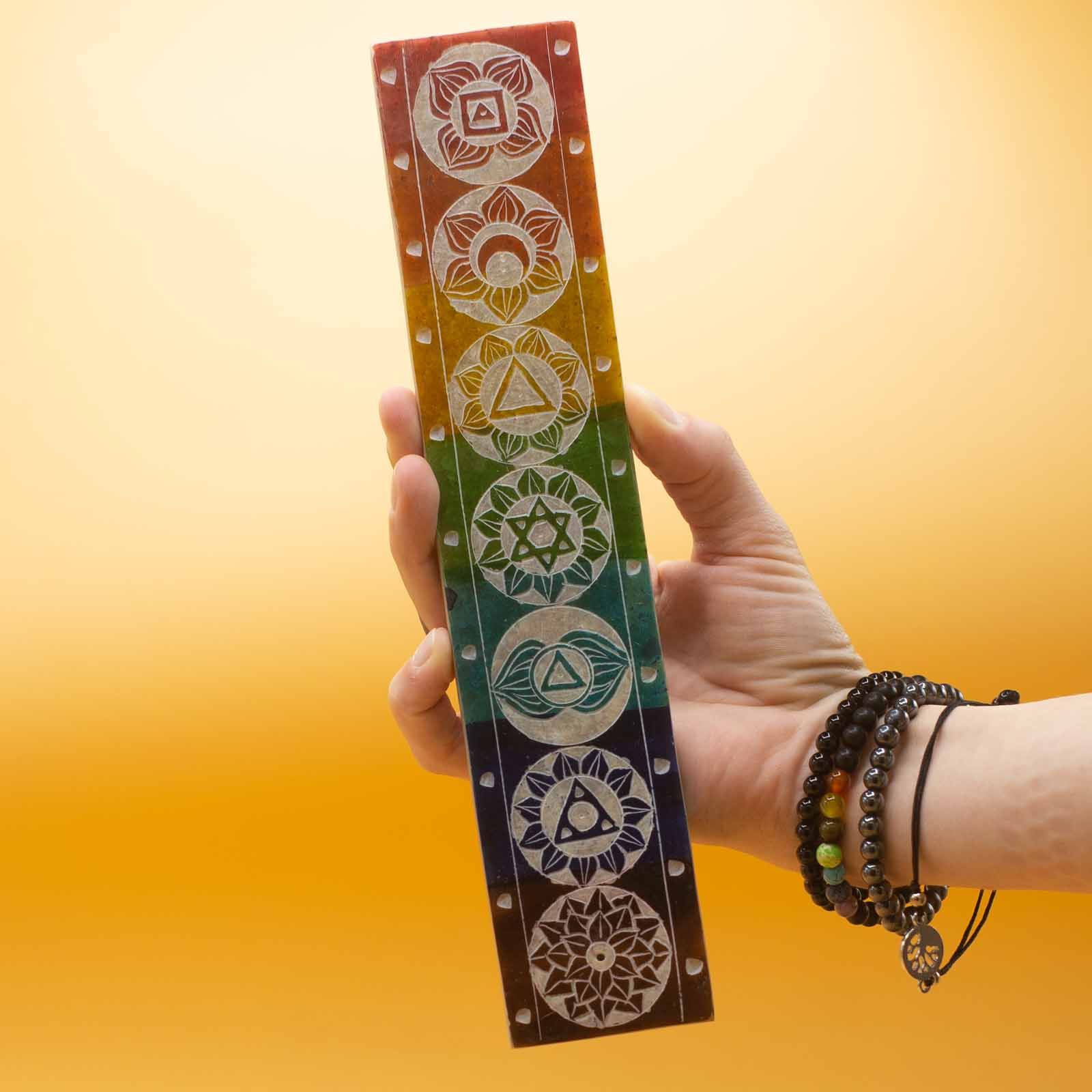 Porta Incienso de Esteatita Siete Chackra - 26x5cm - Imagen 4