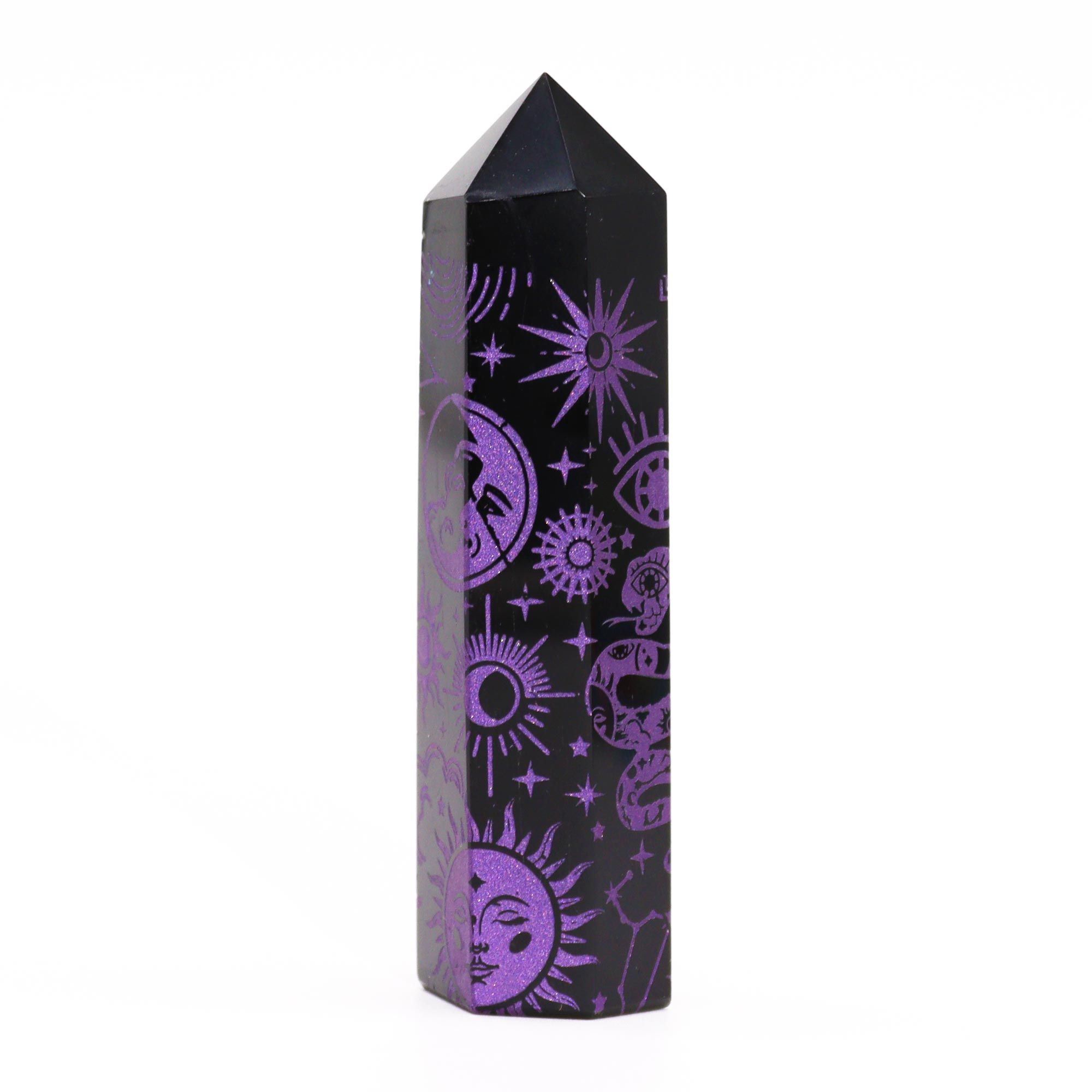 Puntas de Obsidiana Negra (aprox 60-70 gm 9cm) - Historia Mística - Morado Profundo - Imagen 8