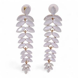 Pendientes de Cristal Vintage - Largo - Perla