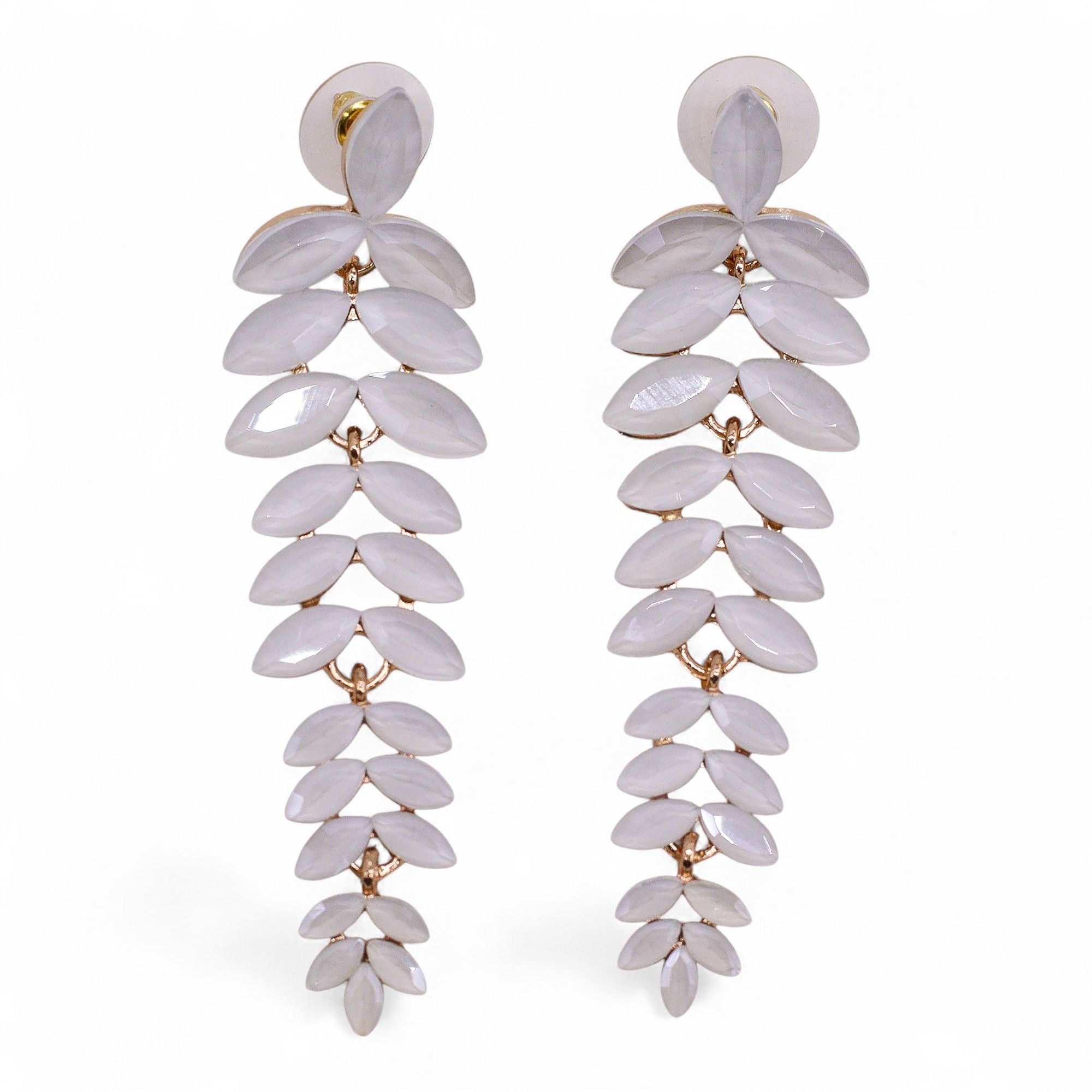 Pendientes de Cristal Vintage - Largo - Perla