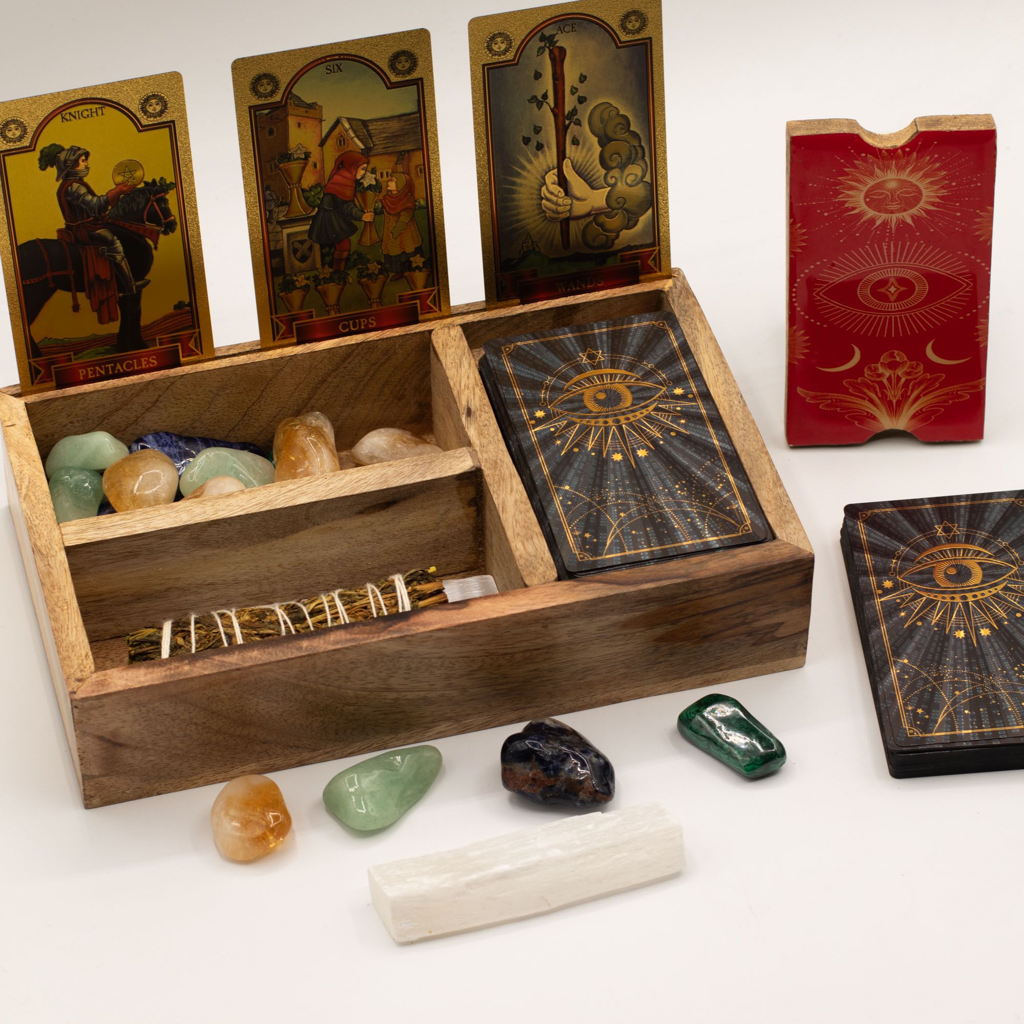 Caja de Tarot de Tres Secciones con Soporte para Cartas - Imagen 3