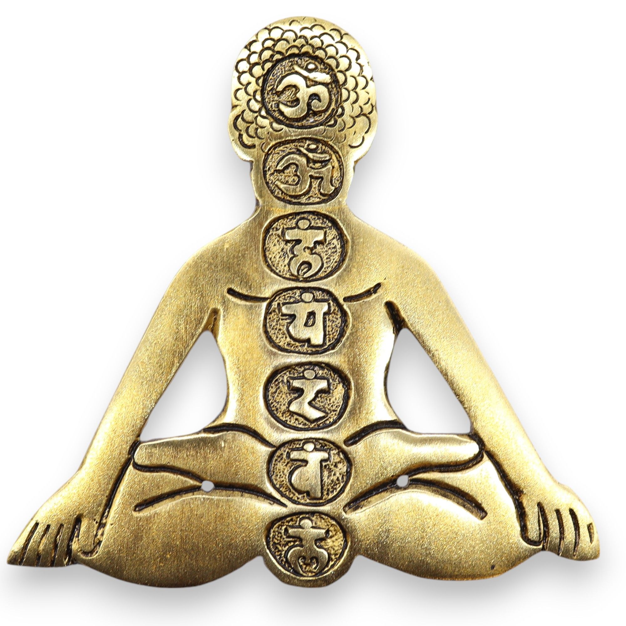 Porta Incienso Yoga Siete Chakras Aluminio Dorado 12x12cm - Imagen 6