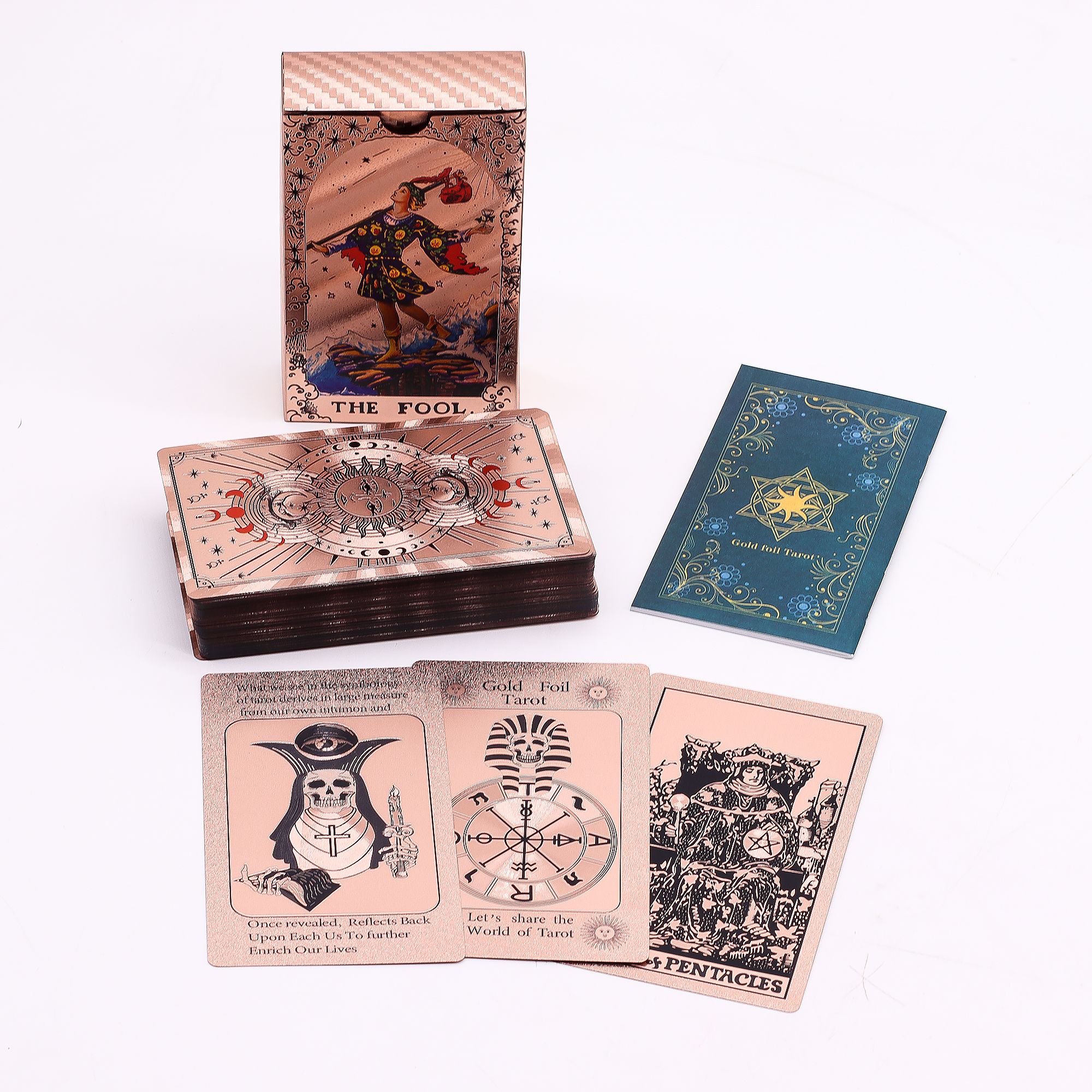 Set de cartas de Tarot con foil en oro rosa - Fase lunar - con folleto - Imagen 4