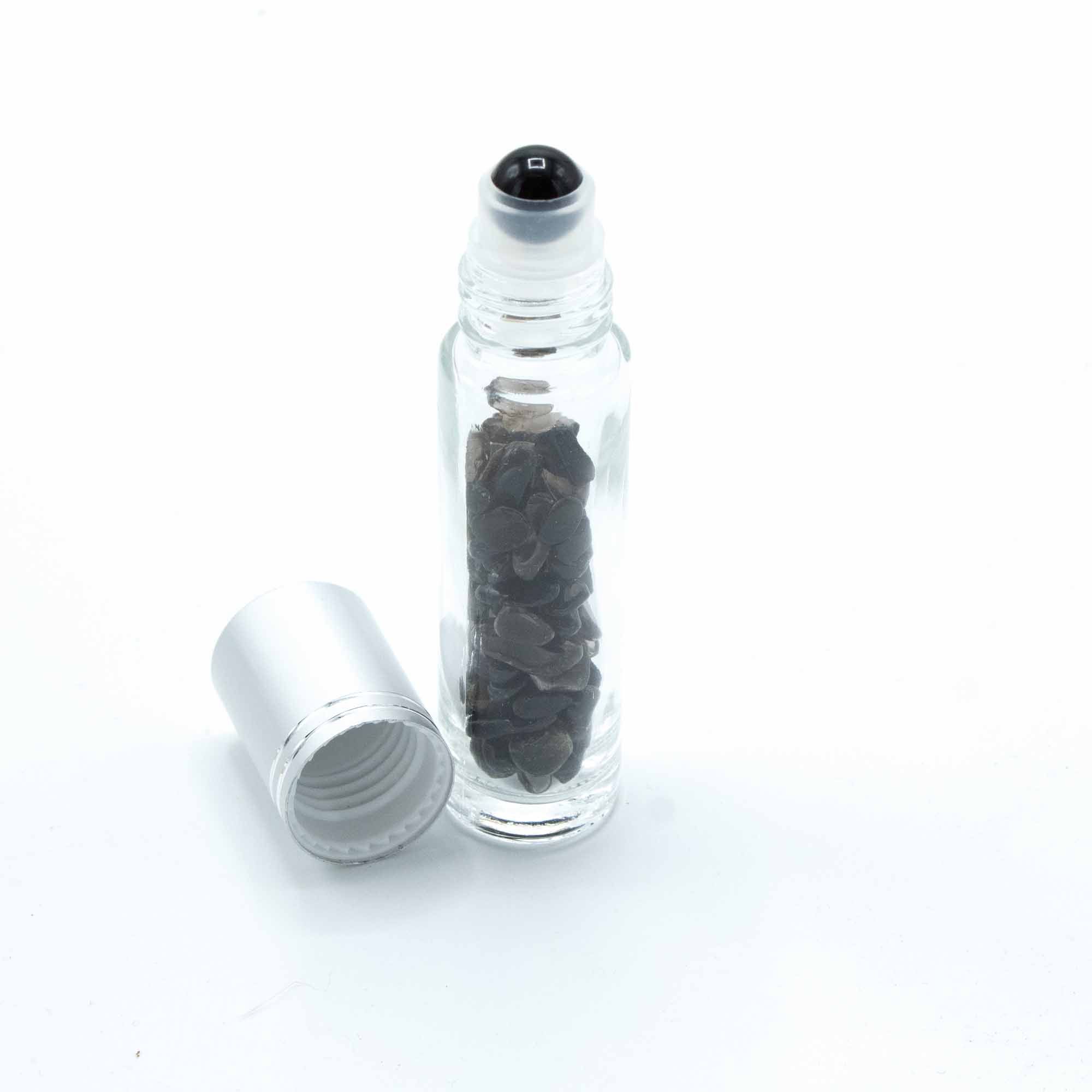 Botella de rodillo de aceite esencial de piedras preciosas - Turmalina negra - Tapa plateada - Imagen 3