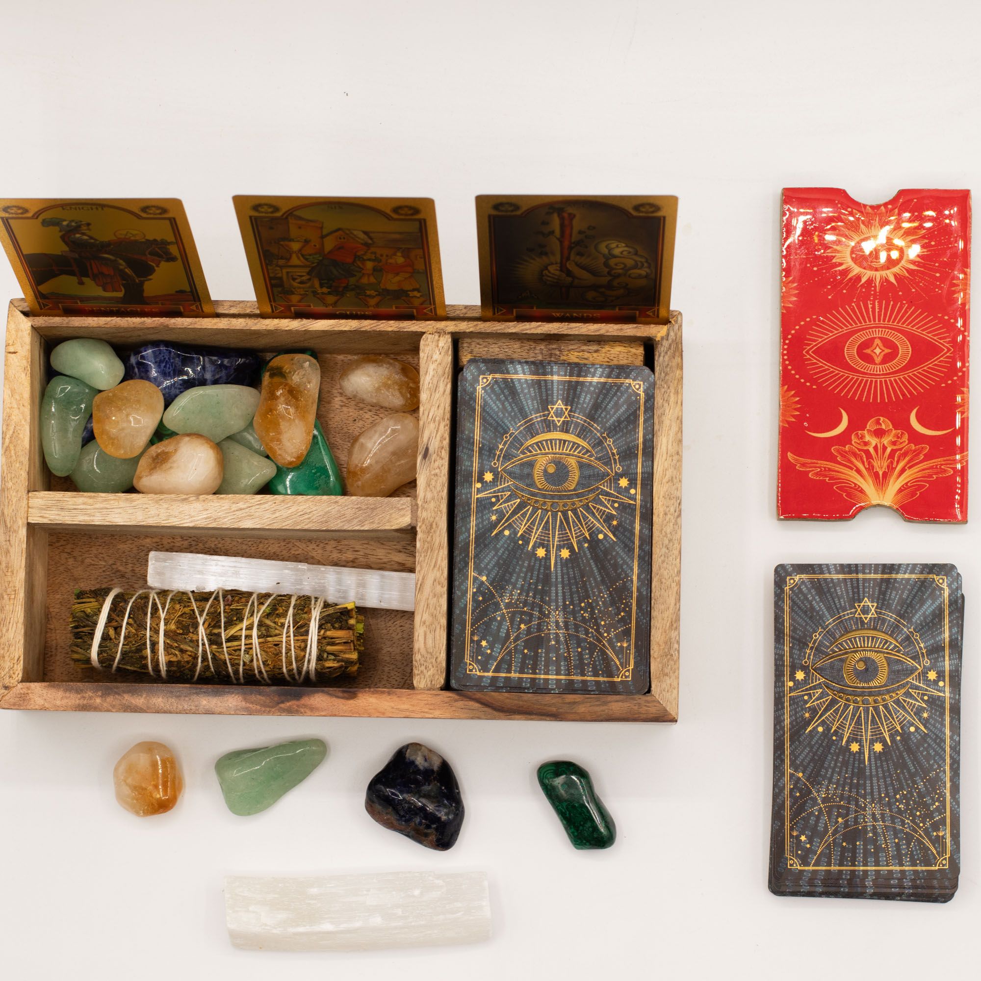 Caja de Tarot de Tres Secciones con Soporte para Cartas - Imagen 4