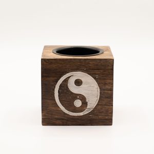 Quemador de aceite de madera de mango cuadrado - Yin Yang