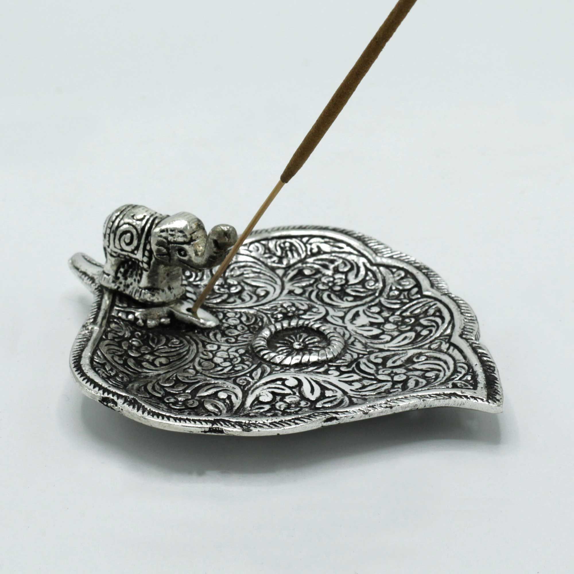 PortaIncienso Hoja de Elefante Aluminio Pulido 11cm - Imagen 2