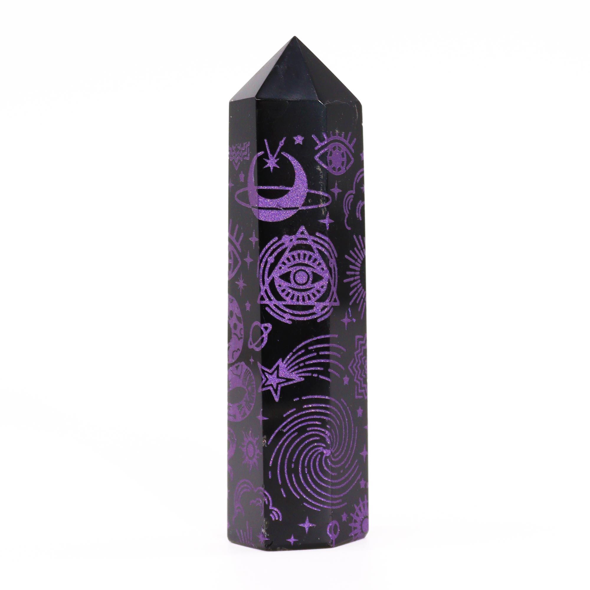 Puntas de Obsidiana Negra (aprox 60-70 gm 9cm) - Historia Mística - Morado Profundo - Imagen 3
