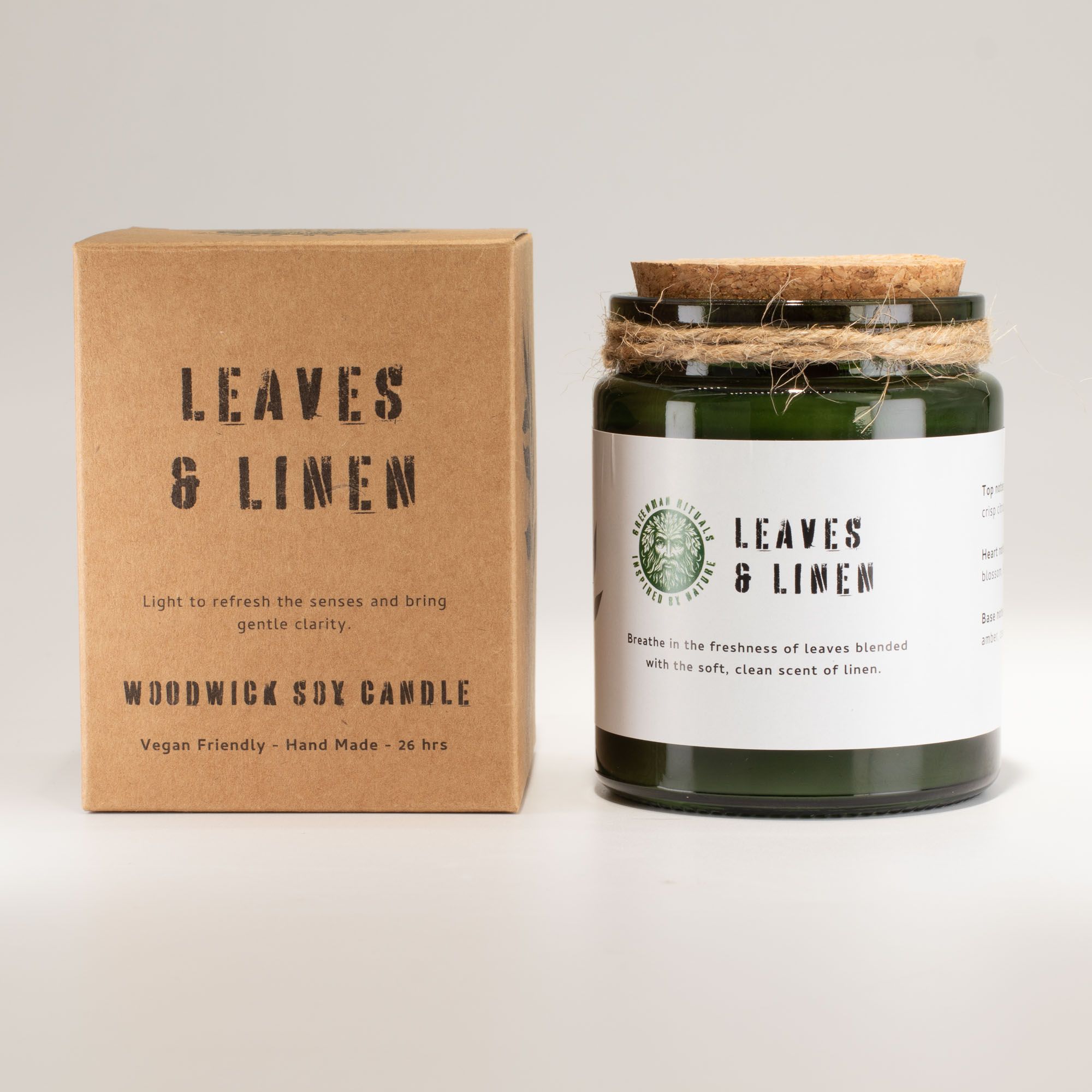 Greenman Woodwick Soy Candle - Hojas y Lino - Imagen 3