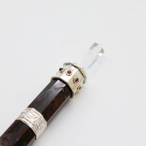 Varita Bloodroot Soverign -Extra Largo Fancy Jasper Magic- Parte superior de bola de cristal - 26cm