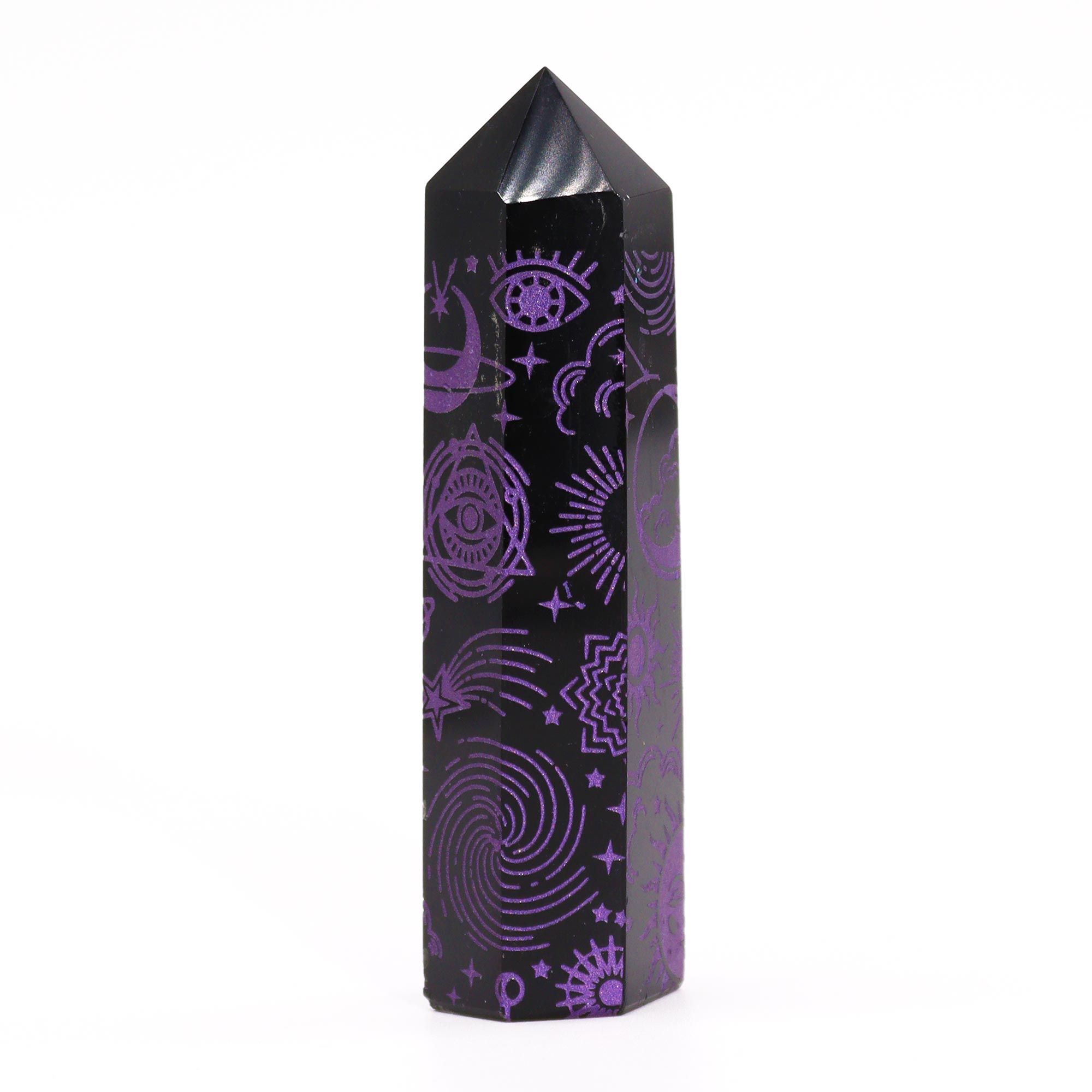 Puntas de Obsidiana Negra (aprox 60-70 gm 9cm) - Historia Mística - Morado Profundo - Imagen 2