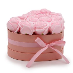 Caja de Regalo - Flor de Jabón  13 Rosas Rosas - corazon