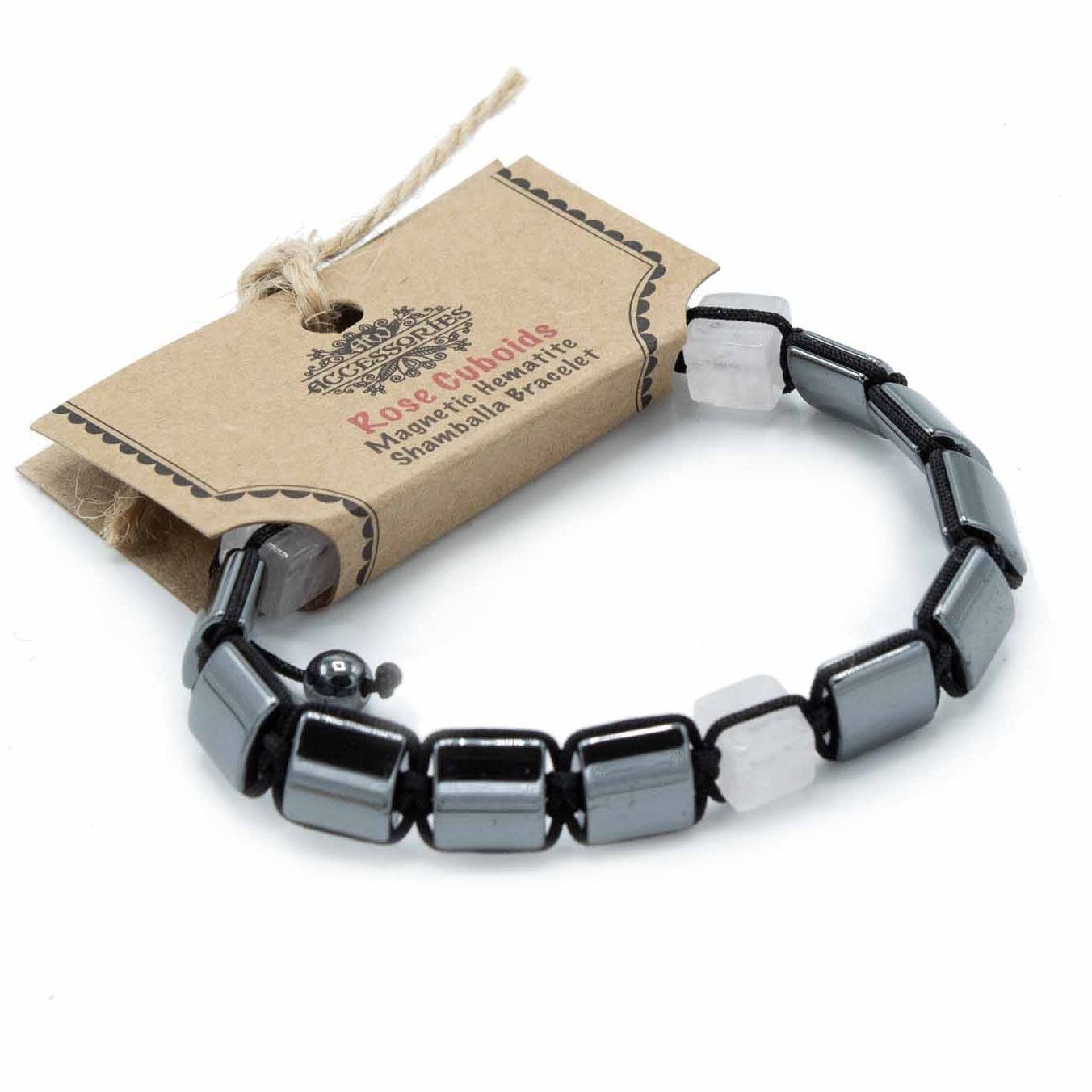 Pulsera Magnética Shamballa de Hematita - Cuboides Rosas - Imagen 2