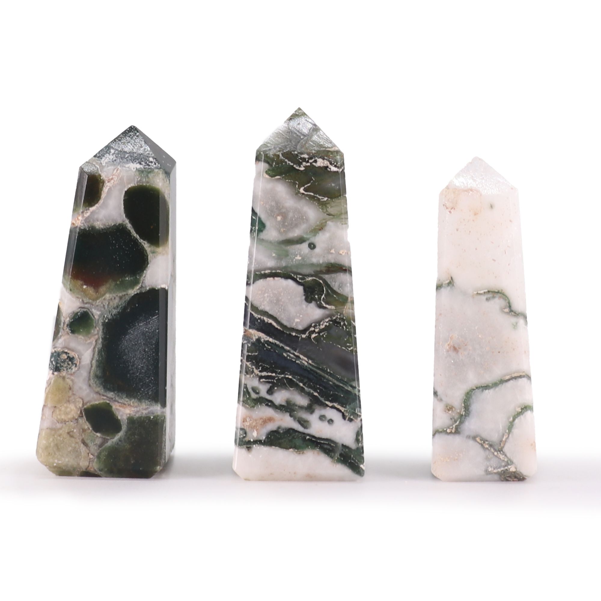 Puntas de obelisco de piedra preciosa aproximadamente 5 cm - ágata musgosa