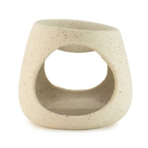 Quemador de aceite cerámico Zen - Guijarro redondo - Blanco roto moteado