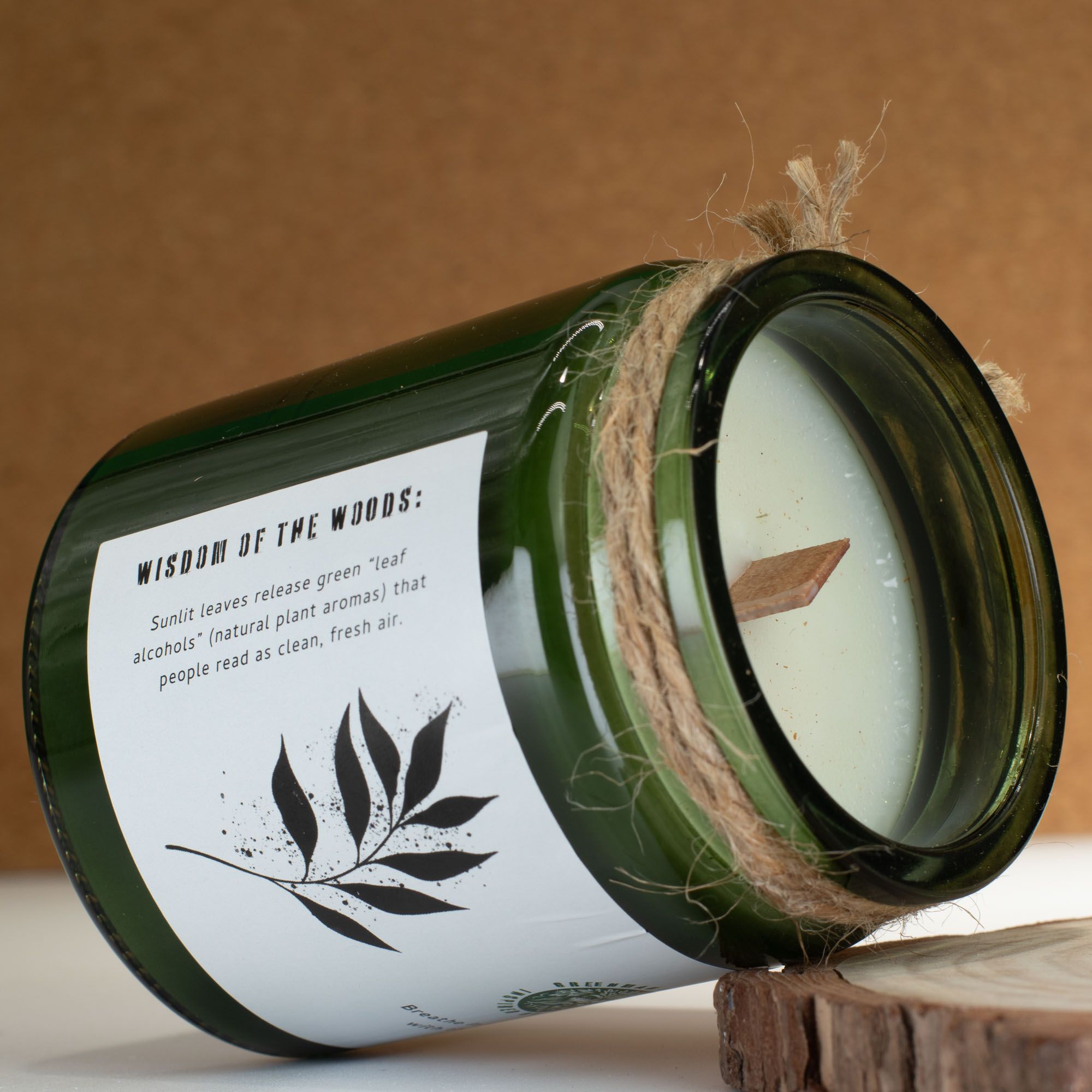 Greenman Woodwick Soy Candle - Hojas y Lino - Imagen 5