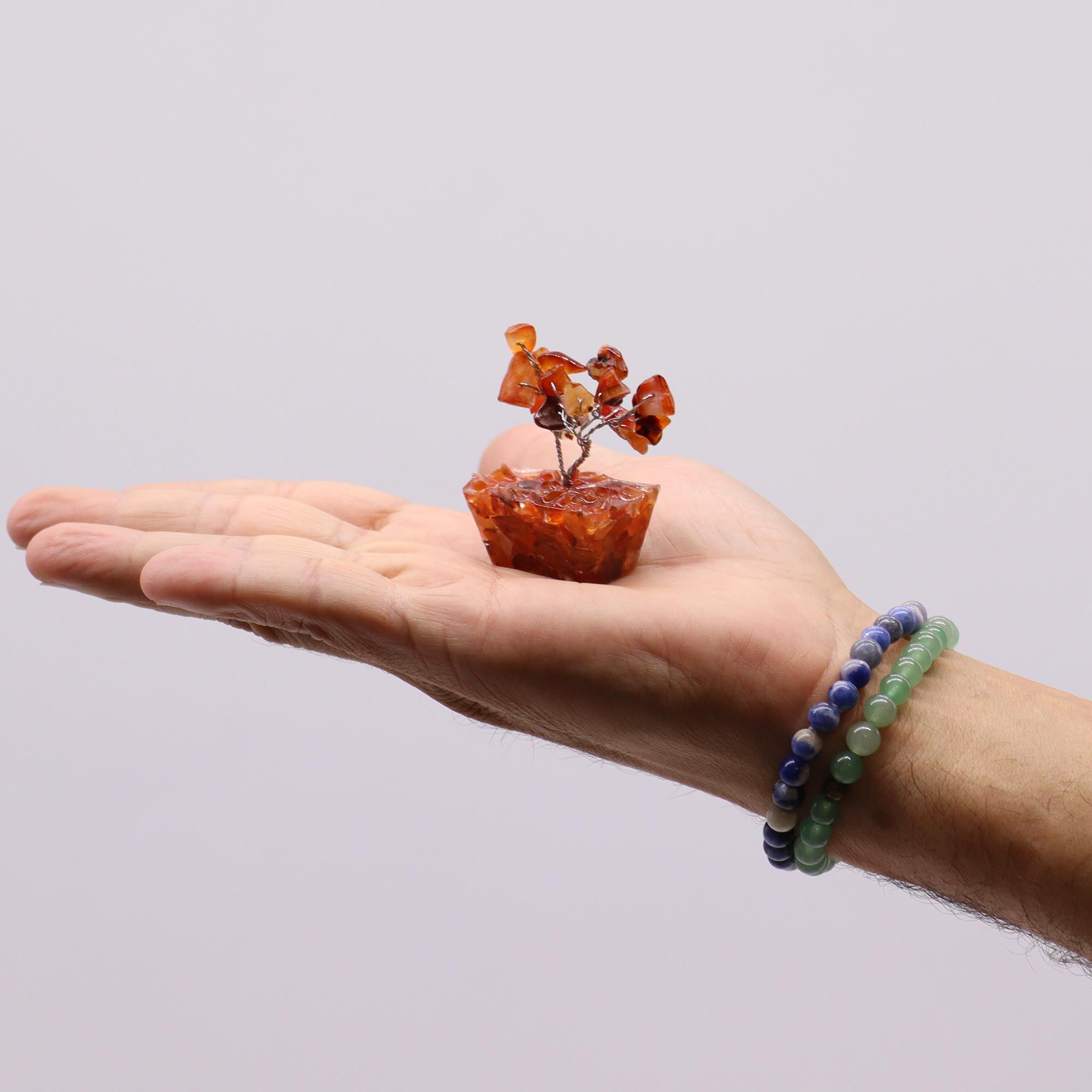 Mini árbol de piedras preciosas sobre base de orgonita - Cornalina (15 piedras) - Imagen 5