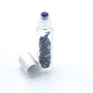 Botella de rodillo de aceite esencial de piedras preciosas - Sodalita - Tapa plateada