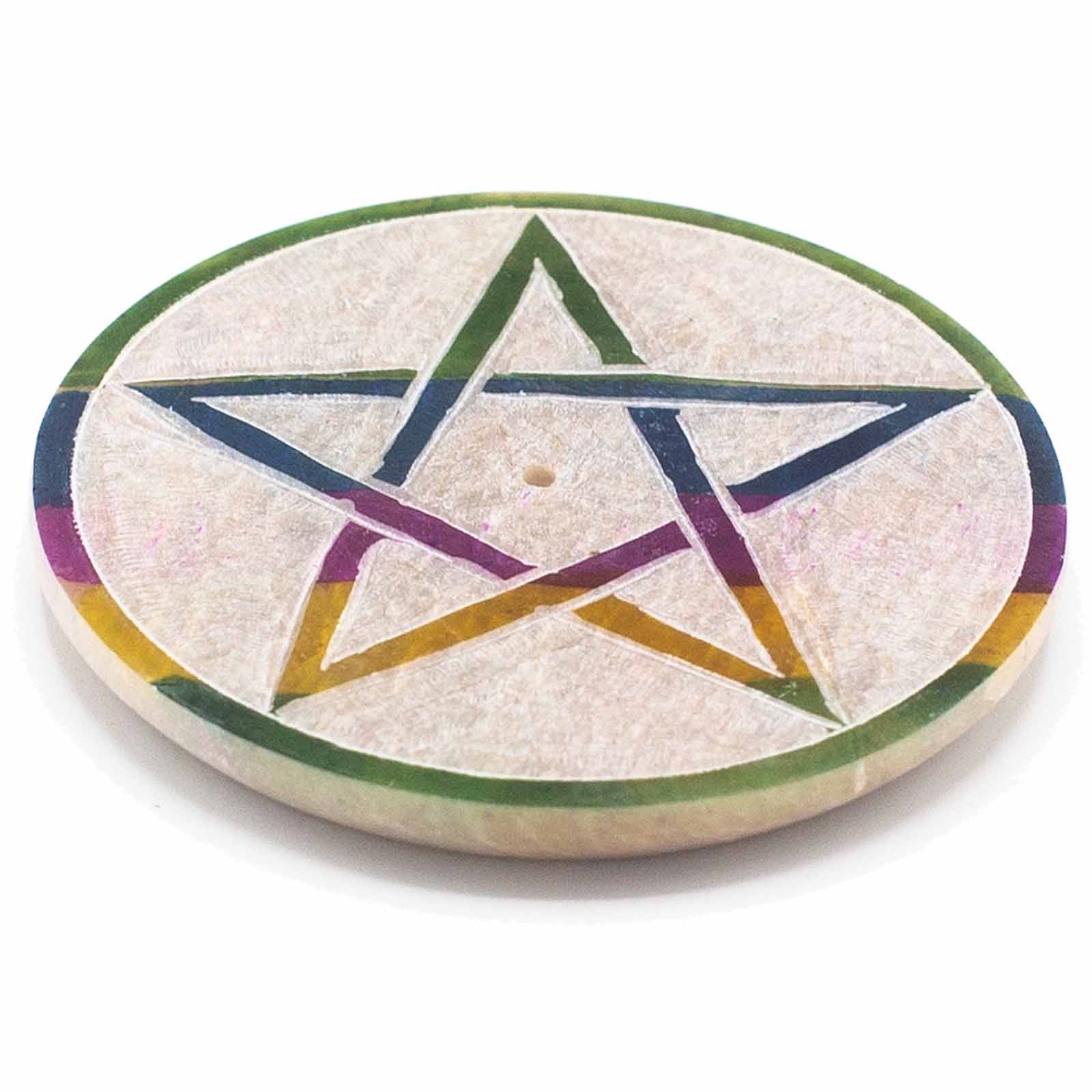 Porta Incienso en Disco de Esteatita 8cm - Pentágono - Imagen 2