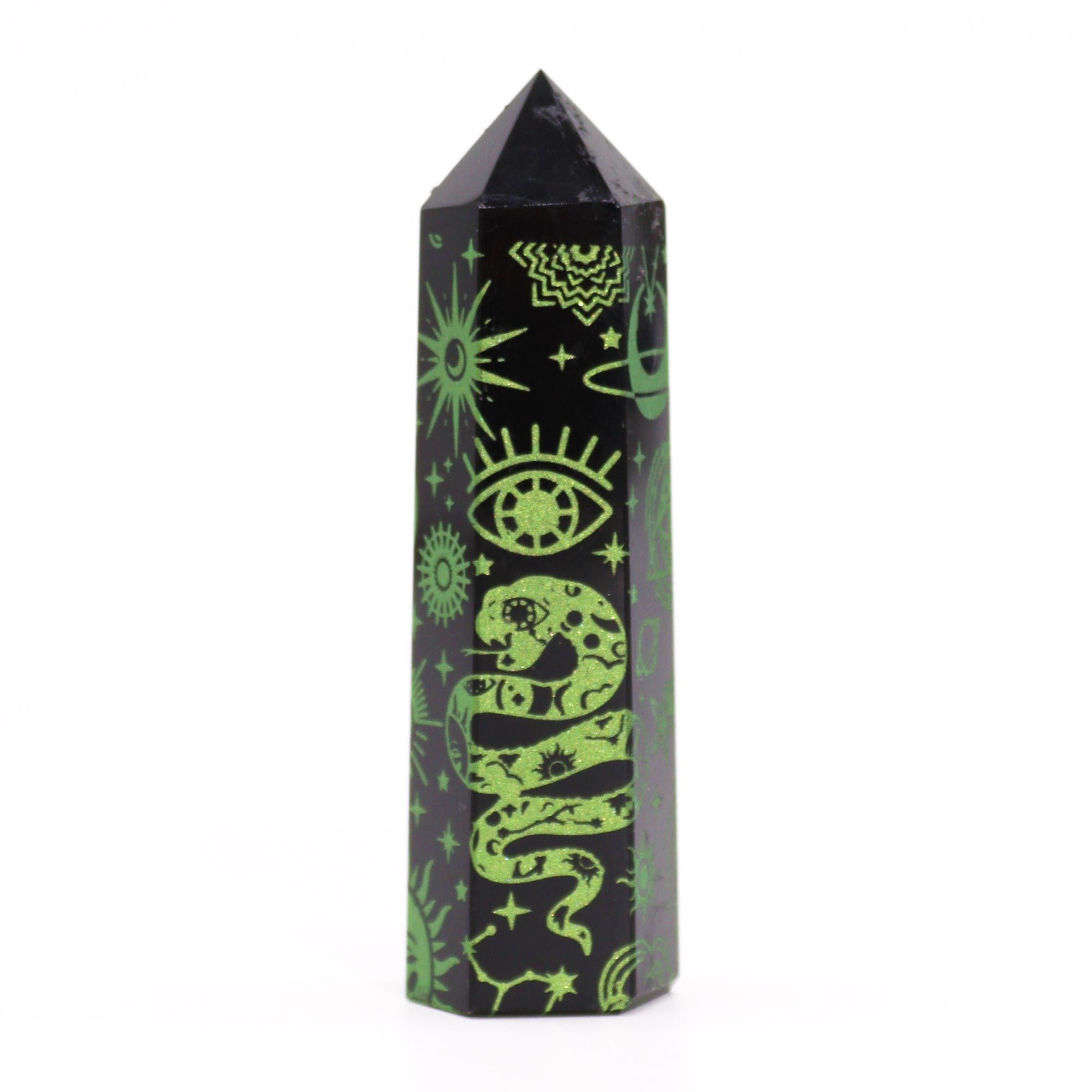 Puntas de Obsidiana Negra (aprox 60-70 gm 9cm) - Historia Mística - Verde - Imagen 5