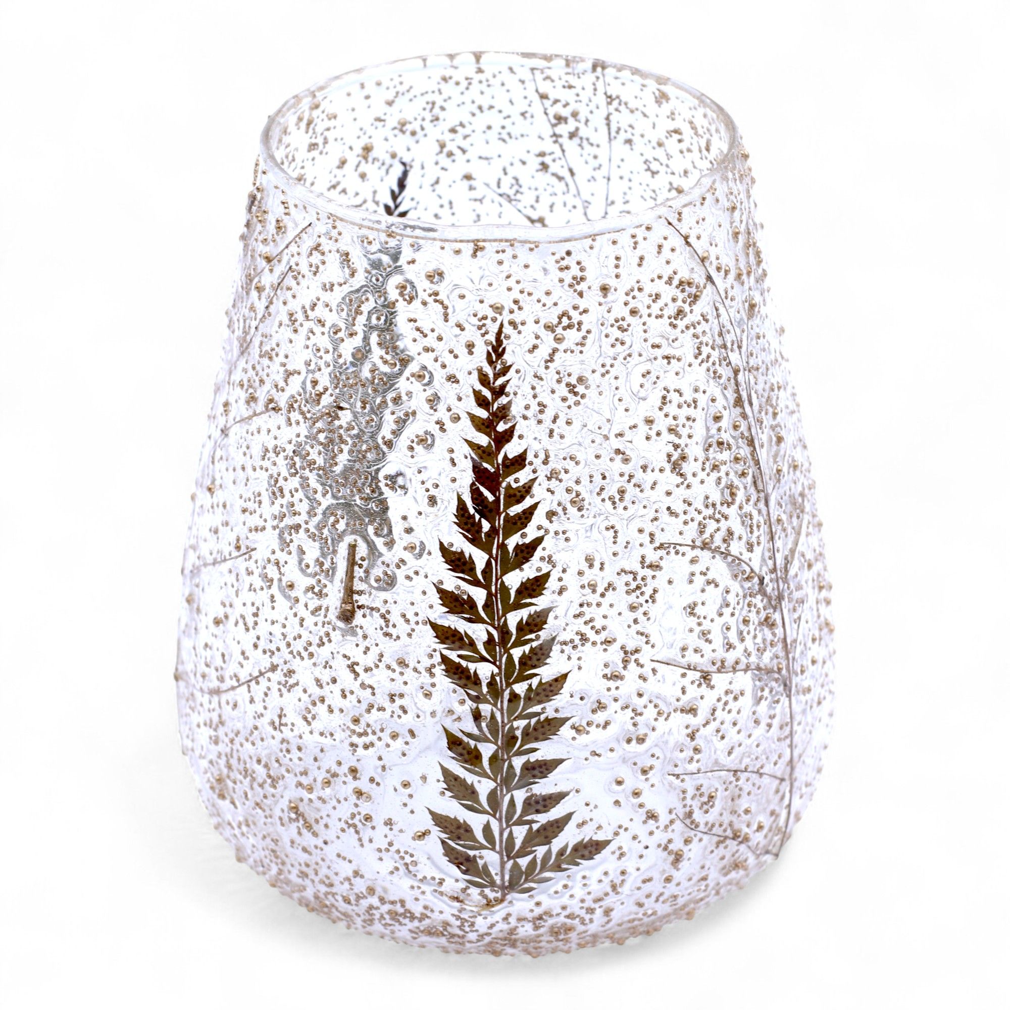 Portavelas de Vidrio floral natural - Cuenco grande - Pino (15x12cm) - Imagen 2