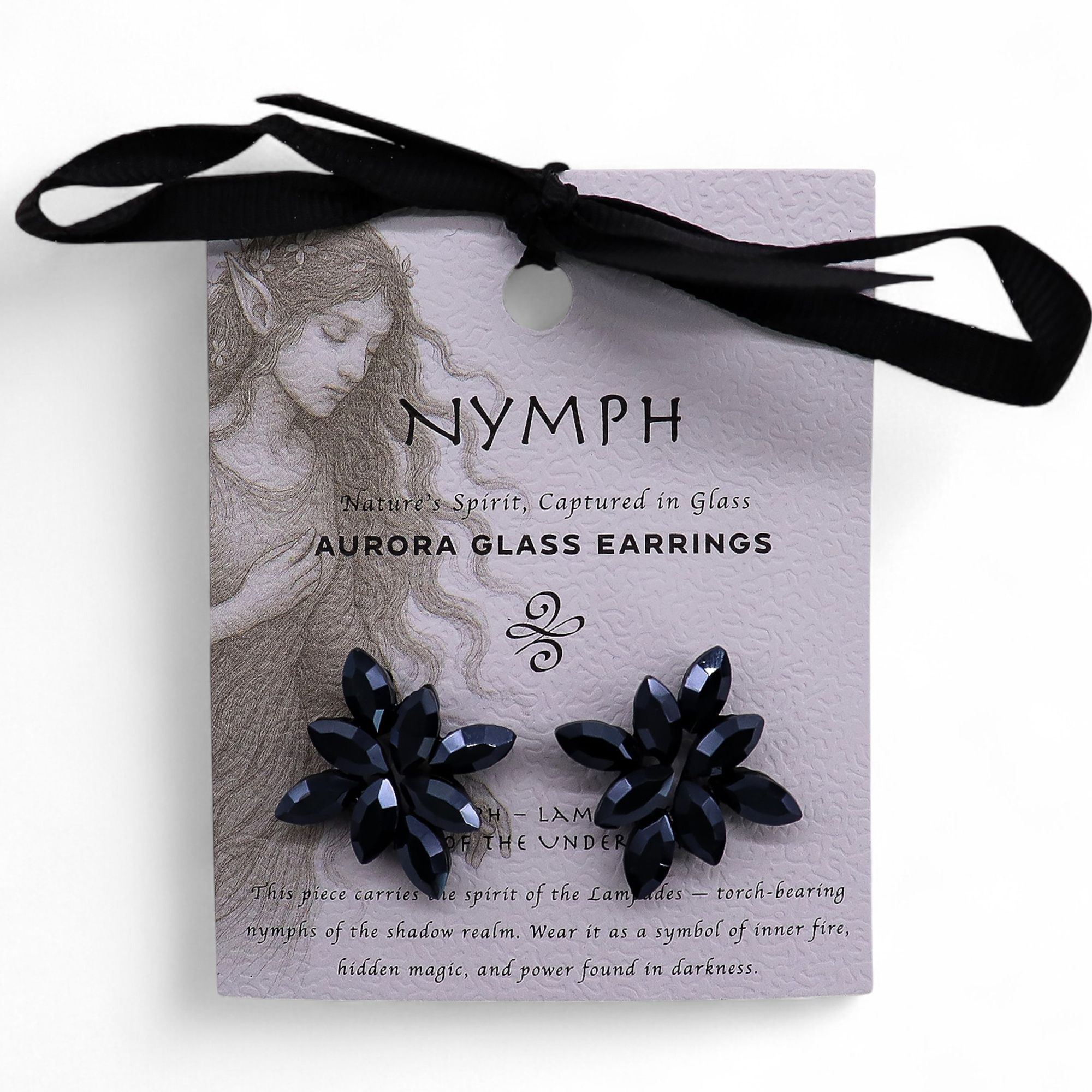 Pendientes de Cristal Vintage - Flores - Negro Azabache - Imagen 4