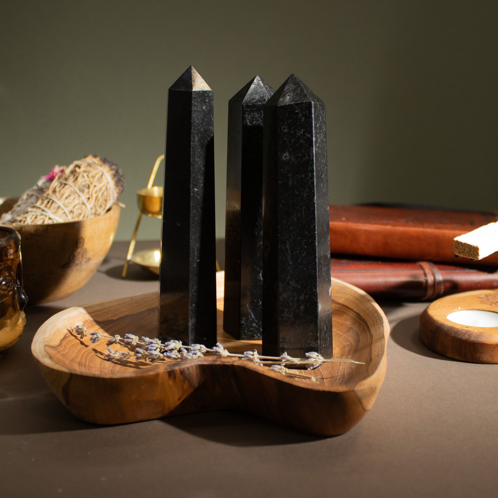 Punta obelisco de seis caras de gema aprox. 17 cm - Turmalina negra - Imagen 5