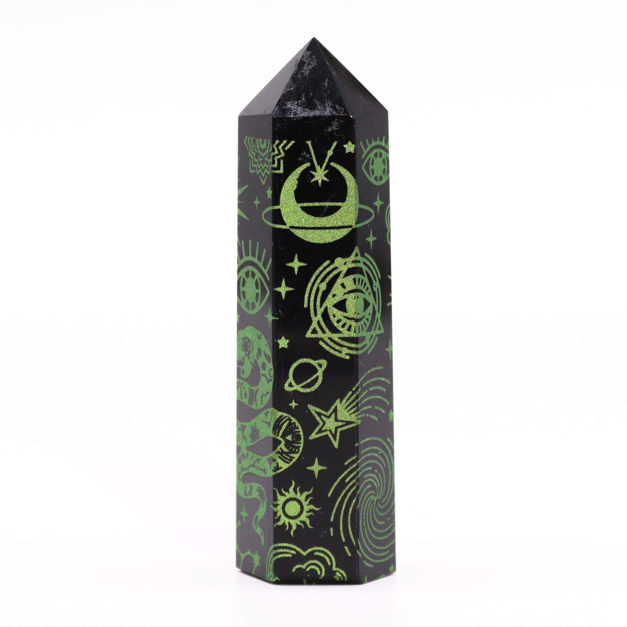 Puntas de Obsidiana Negra (aprox 60-70 gm 9cm) - Historia Mística - Verde - Imagen 4