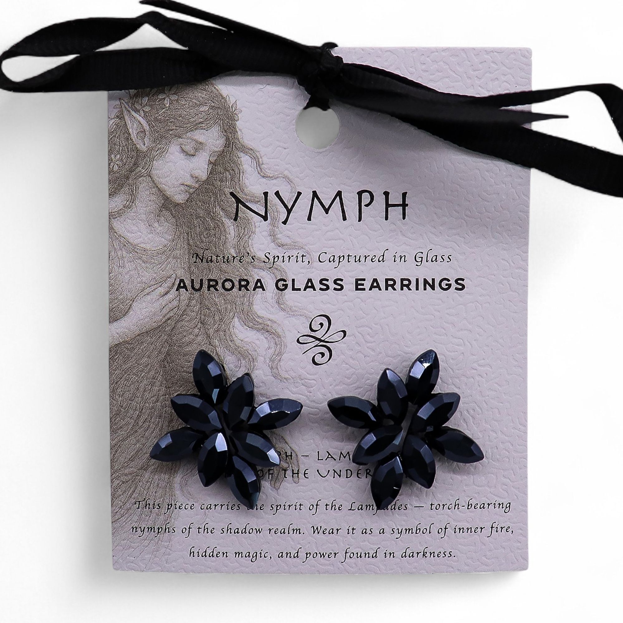 Pendientes de Cristal Vintage - Flores - Negro Azabache - Imagen 3