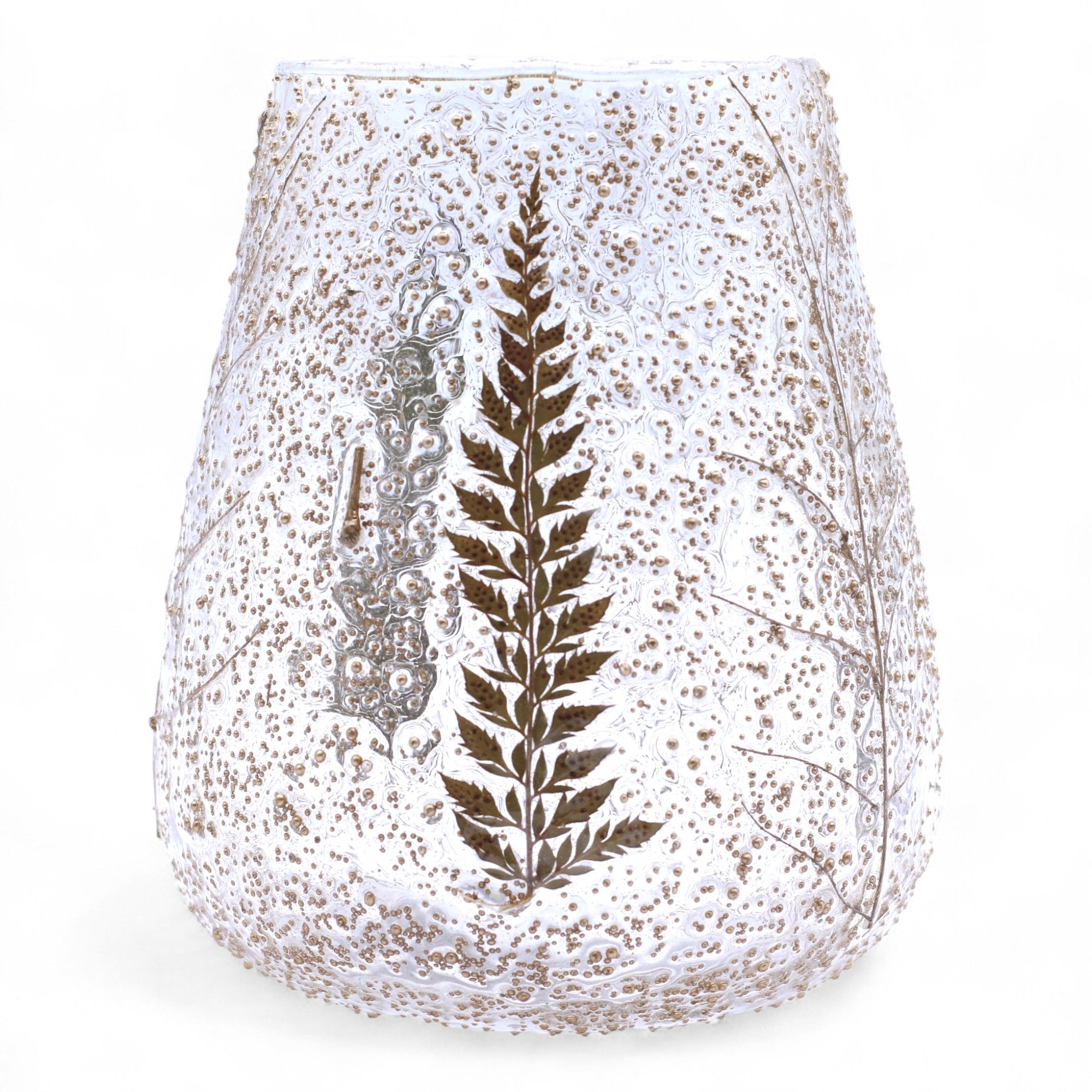 Portavelas de Vidrio floral natural - Cuenco grande - Pino (15x12cm) - Imagen 3