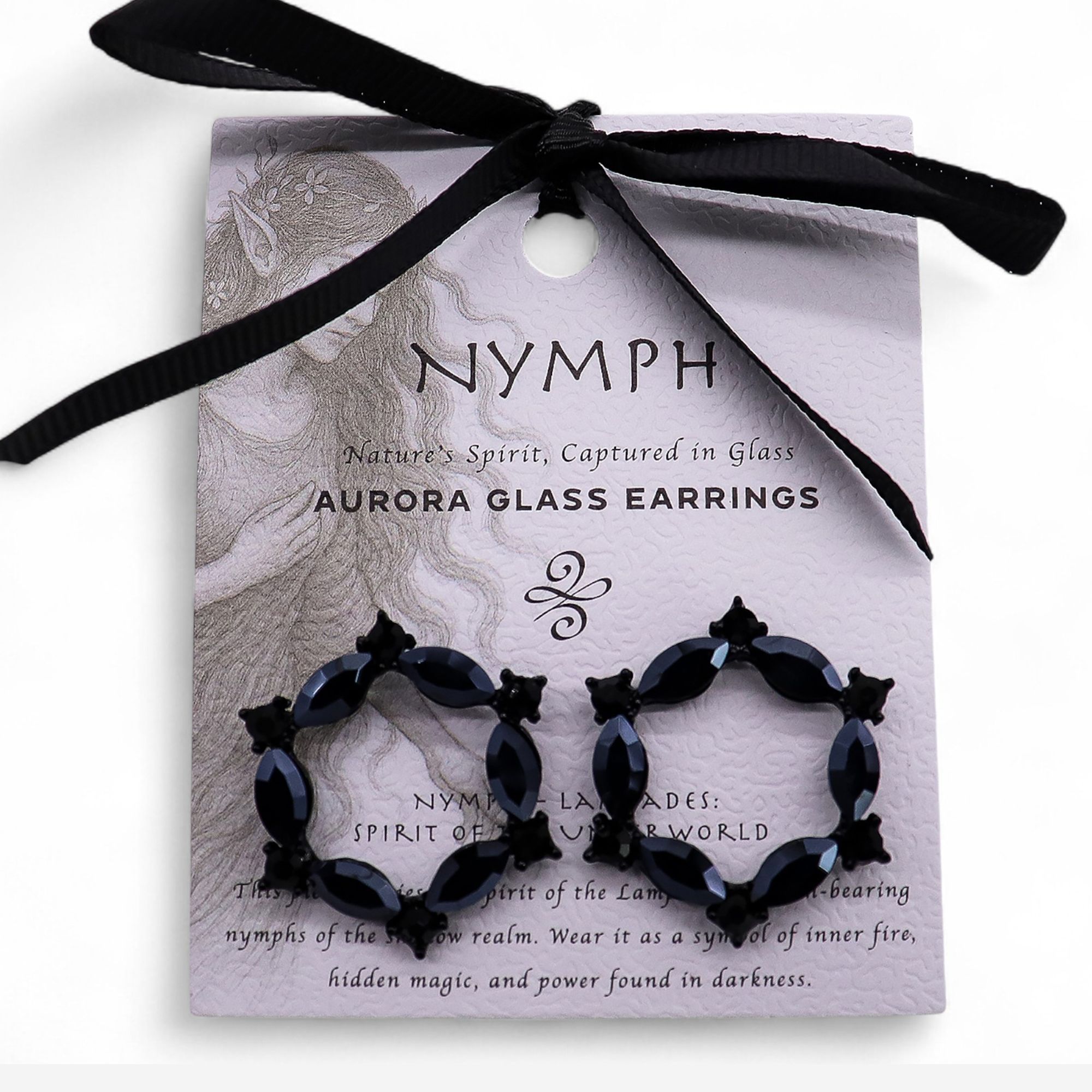 Pendientes de Cristal Vintage - Aro - Negro Azabache - Imagen 4