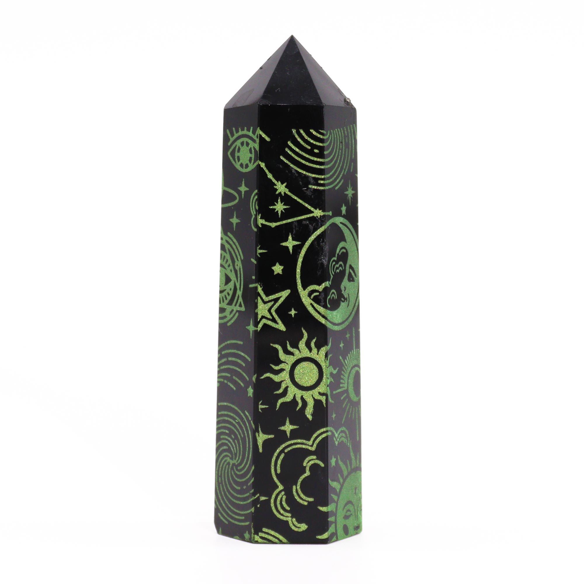 Puntas de Obsidiana Negra (aprox 60-70 gm 9cm) - Historia Mística - Verde - Imagen 2