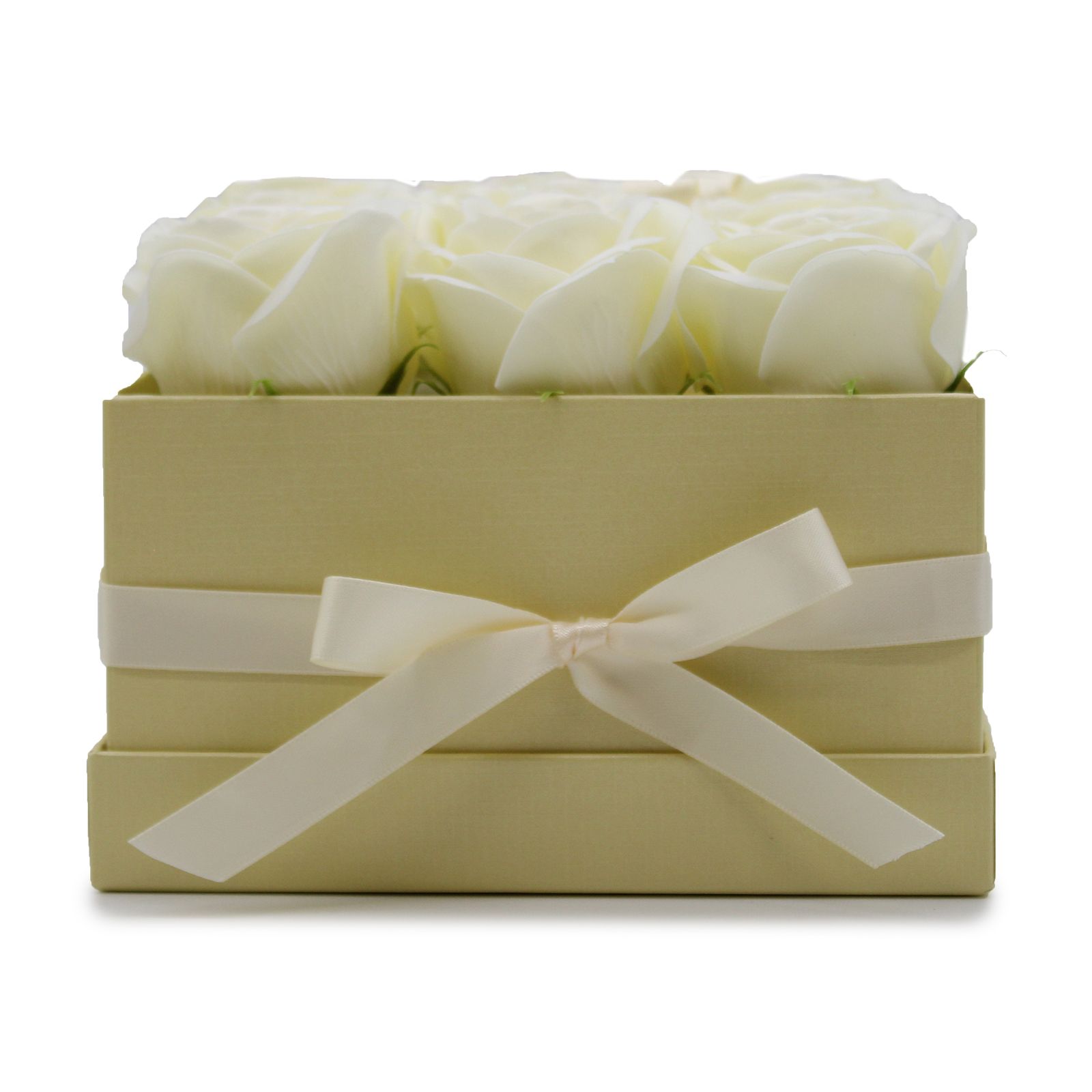 Caja de Regalo - Flor de Jabón 9 Rosas Crema - cuadrado - Imagen 6