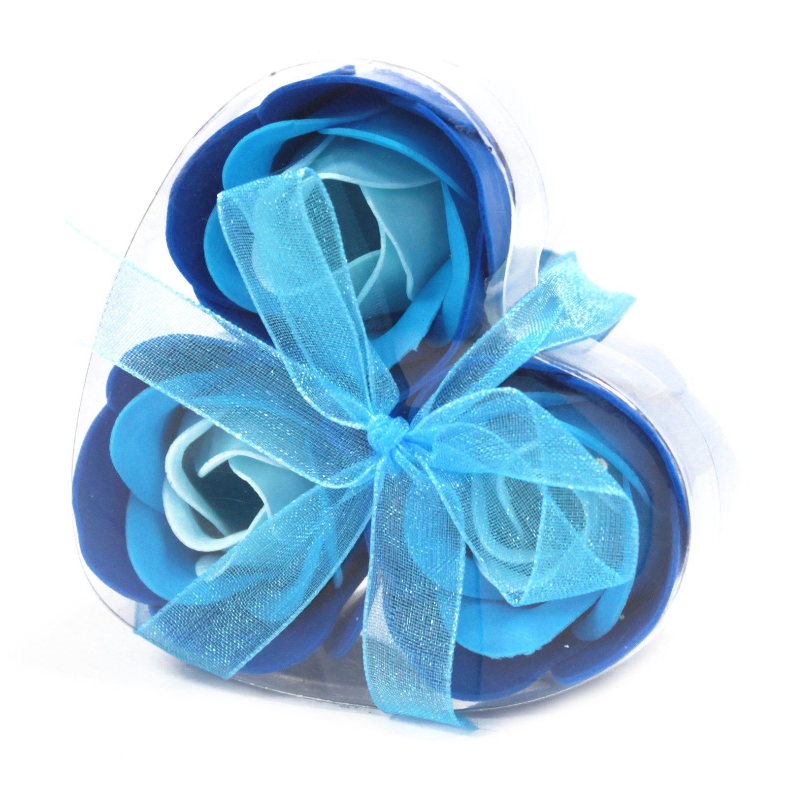 Set de 3 flores de Jabón caja corazón - rosas lavanda - Imagen 3