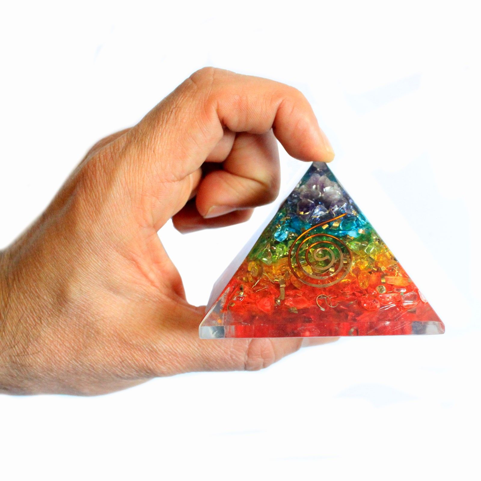 Lrg Piramide de Orgonite 70mm - Gemas de Chakra - Imagen 2