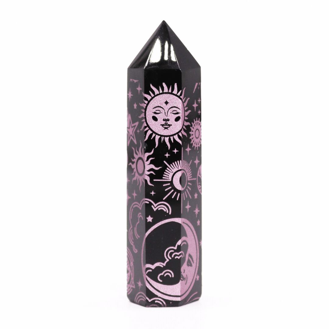 Puntas de Obsidiana Negra (aprox 60-70 gm 9cm) - Historia Mística- Rosa - Imagen 2