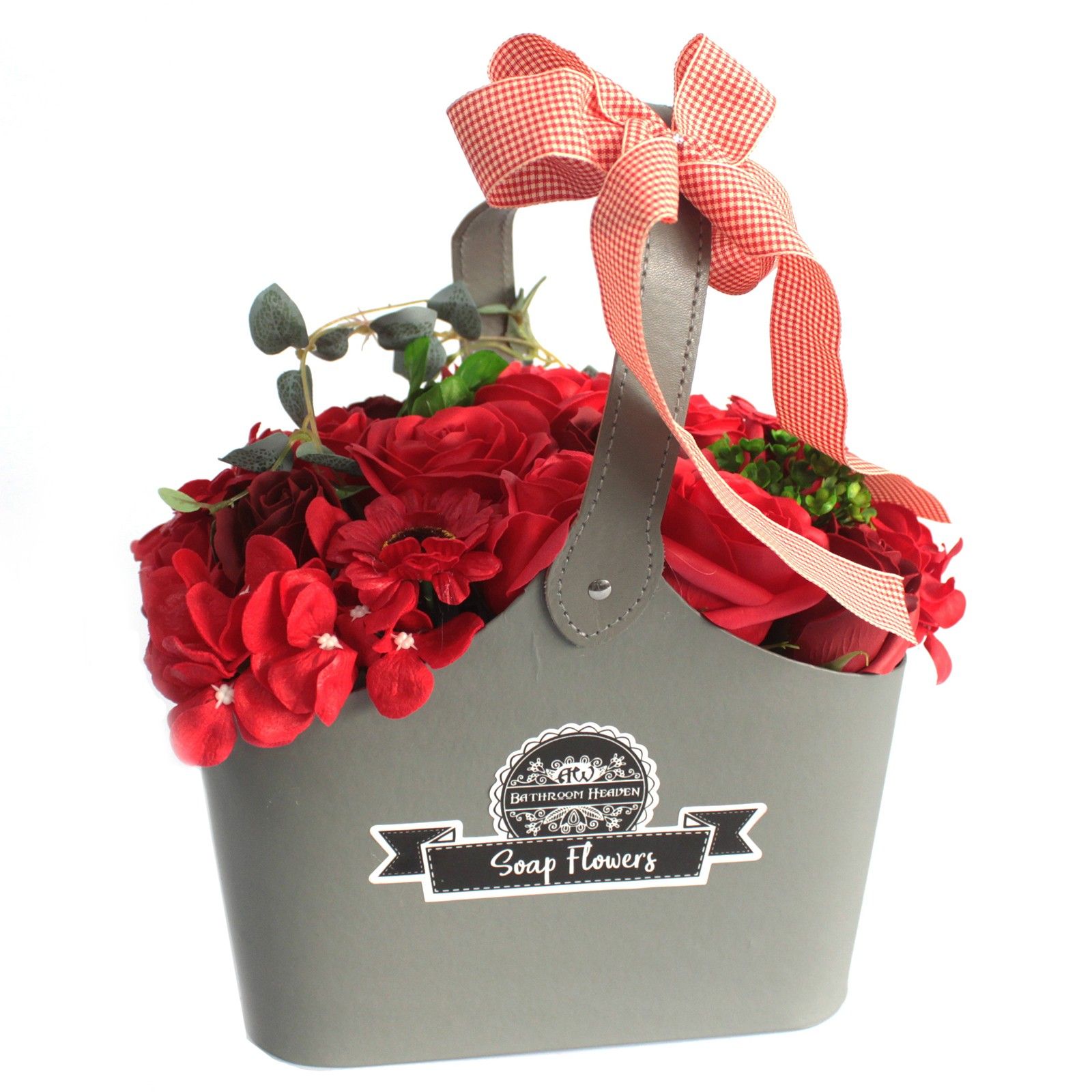 Cesta ramo de flores jabón - roja - Imagen 3