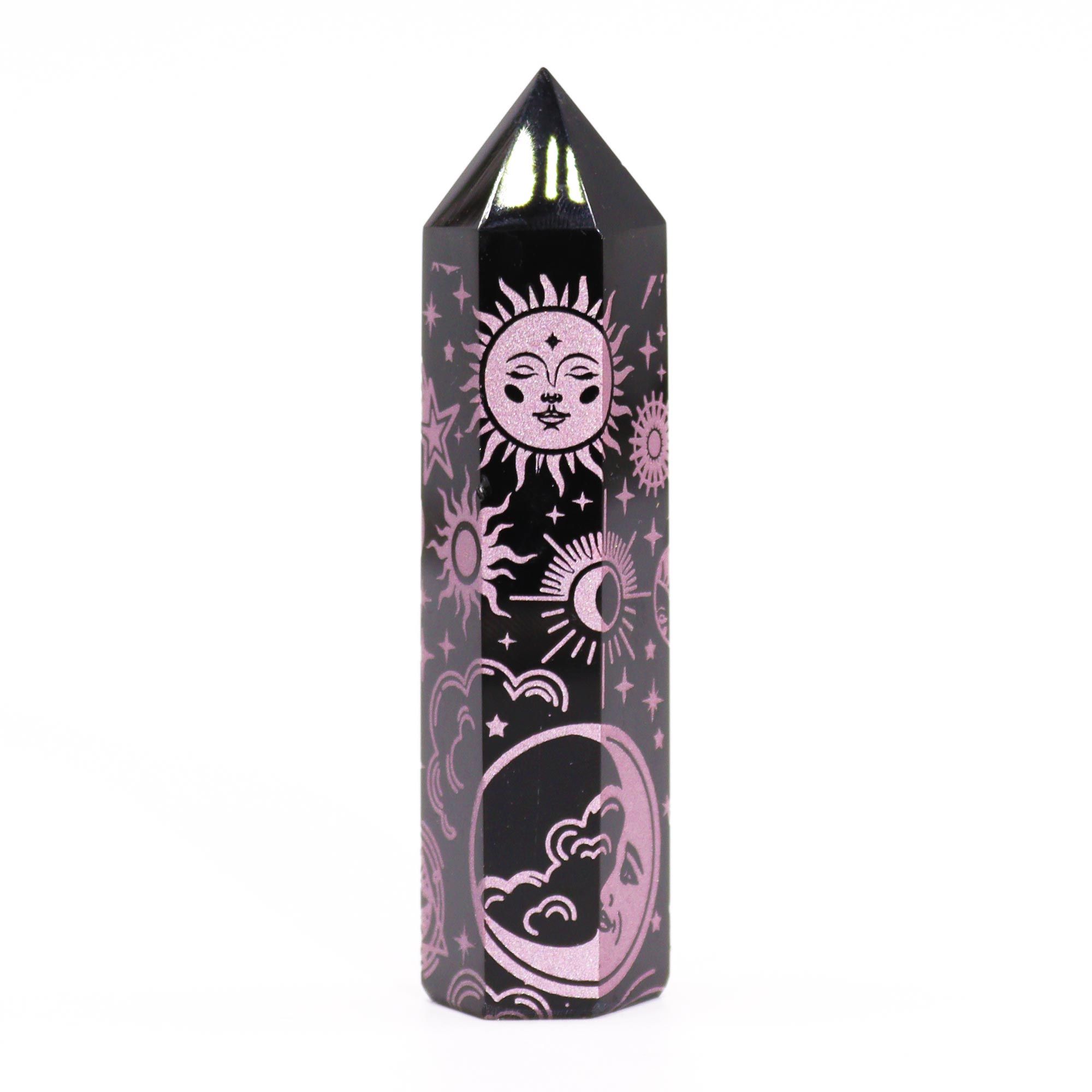 Puntas de Obsidiana Negra (aprox 60-70 gm 9cm) - Historia Mística- Rosa - Imagen 4