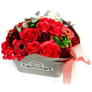 Cesta ramo de flores jabón - roja
