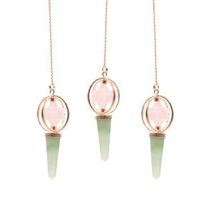 Brújula del Corazón - Estrella Merkaba giratoria de dos piezas en péndulo de cobre - cuarzo rosa y aventurina verde
