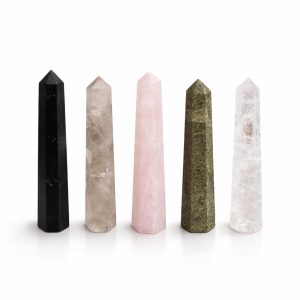 Punta obelisco de seis caras de piedra preciosa aprox. 11 cm - cuarzo rosa