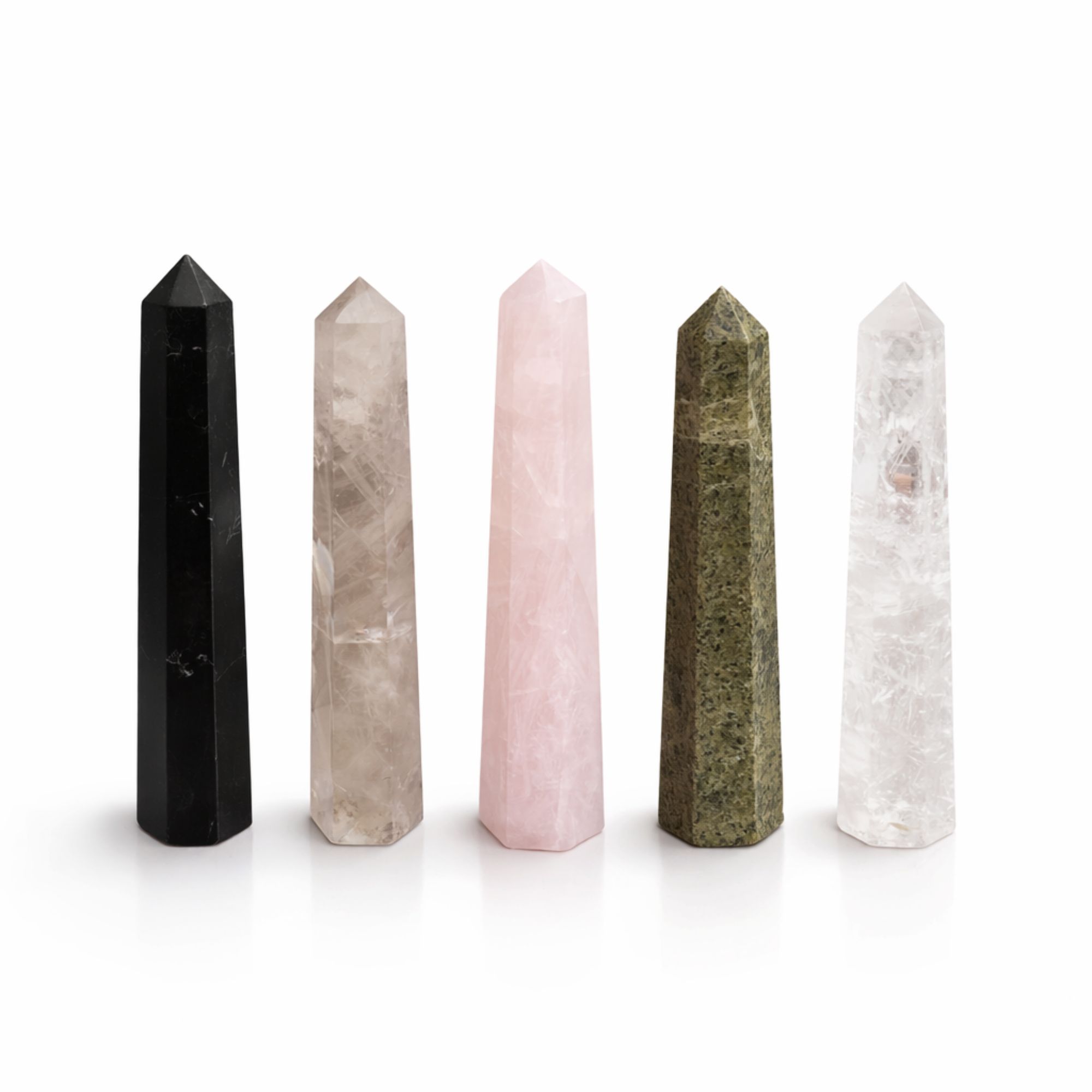 Punta obelisco de seis caras de piedra preciosa aprox. 11 cm - cuarzo rosa