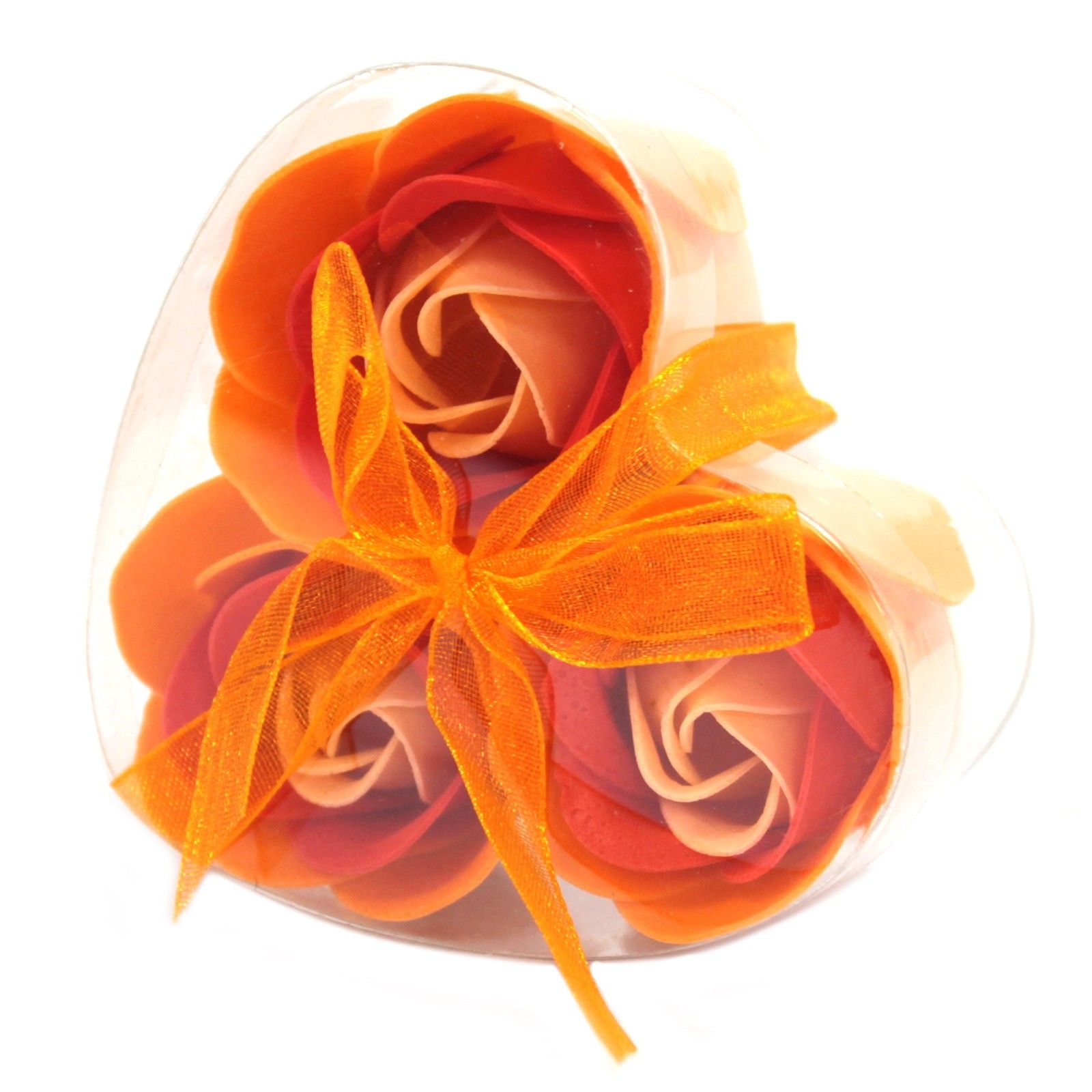 Set de 3 flores de Jabón caja corazón - rosas melocotón - Imagen 2