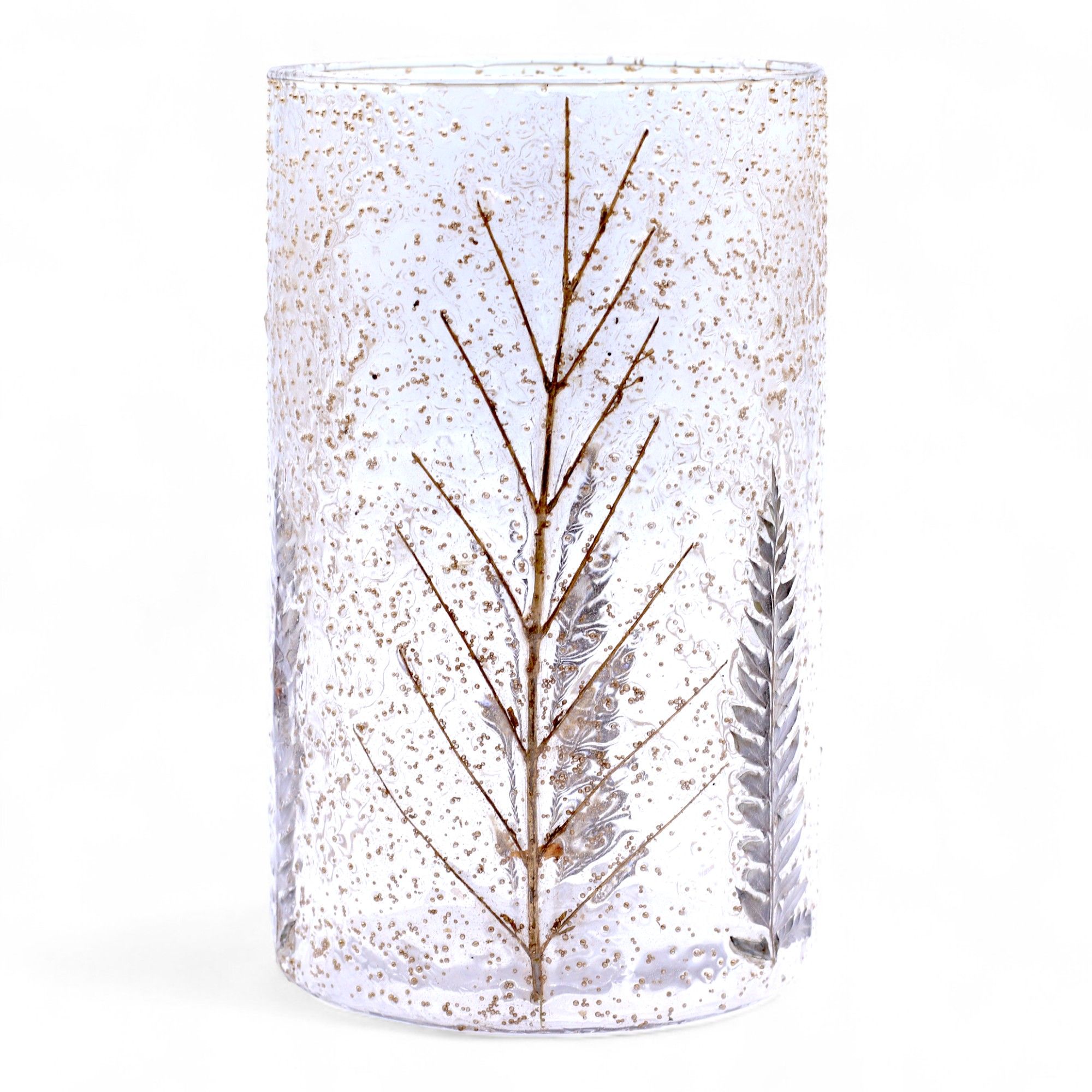 Portavelas de Vidrio floral natural - Jarrón alto - pino (19x11cm) - Imagen 5