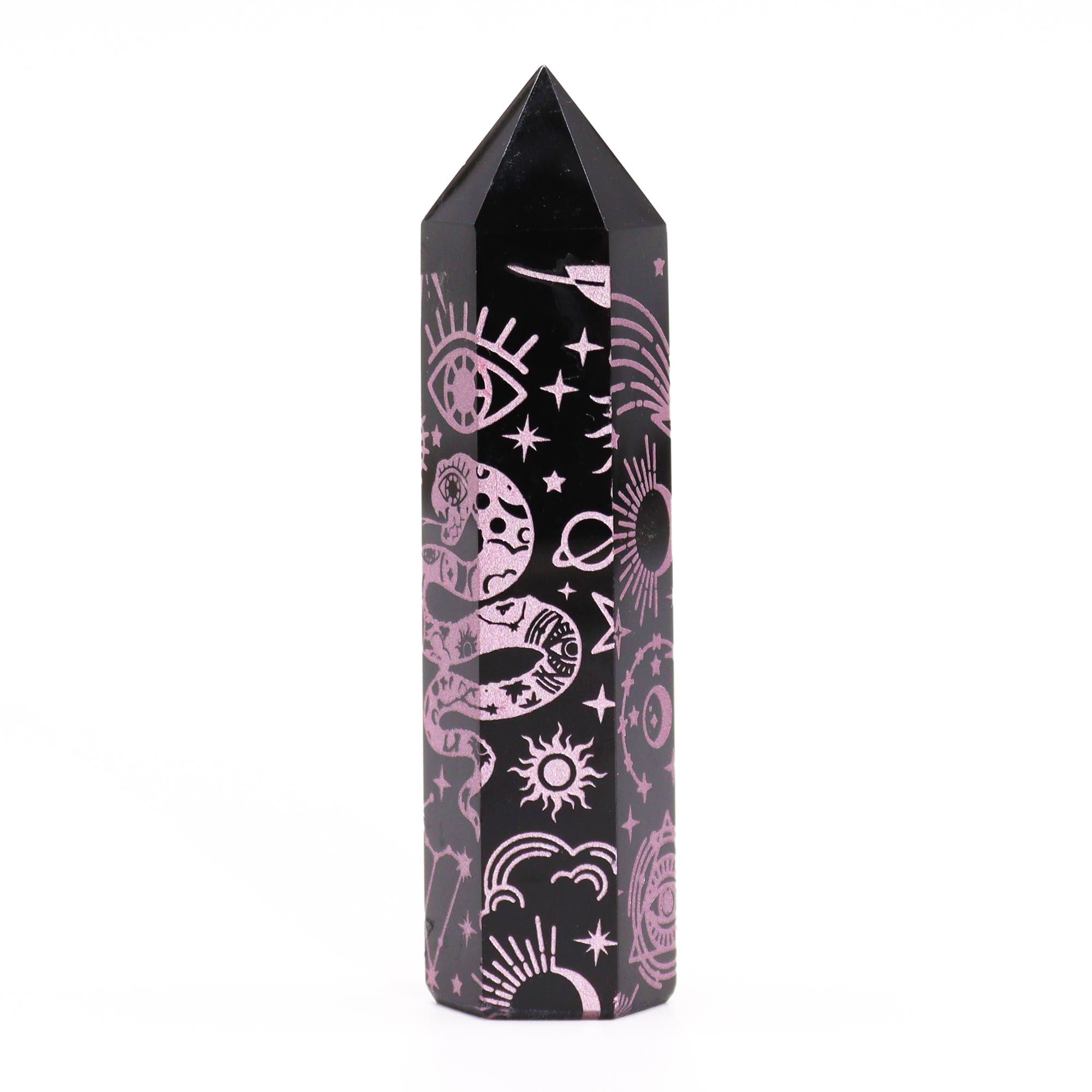 Puntas de Obsidiana Negra (aprox 60-70 gm 9cm) - Historia Mística- Rosa - Imagen 6